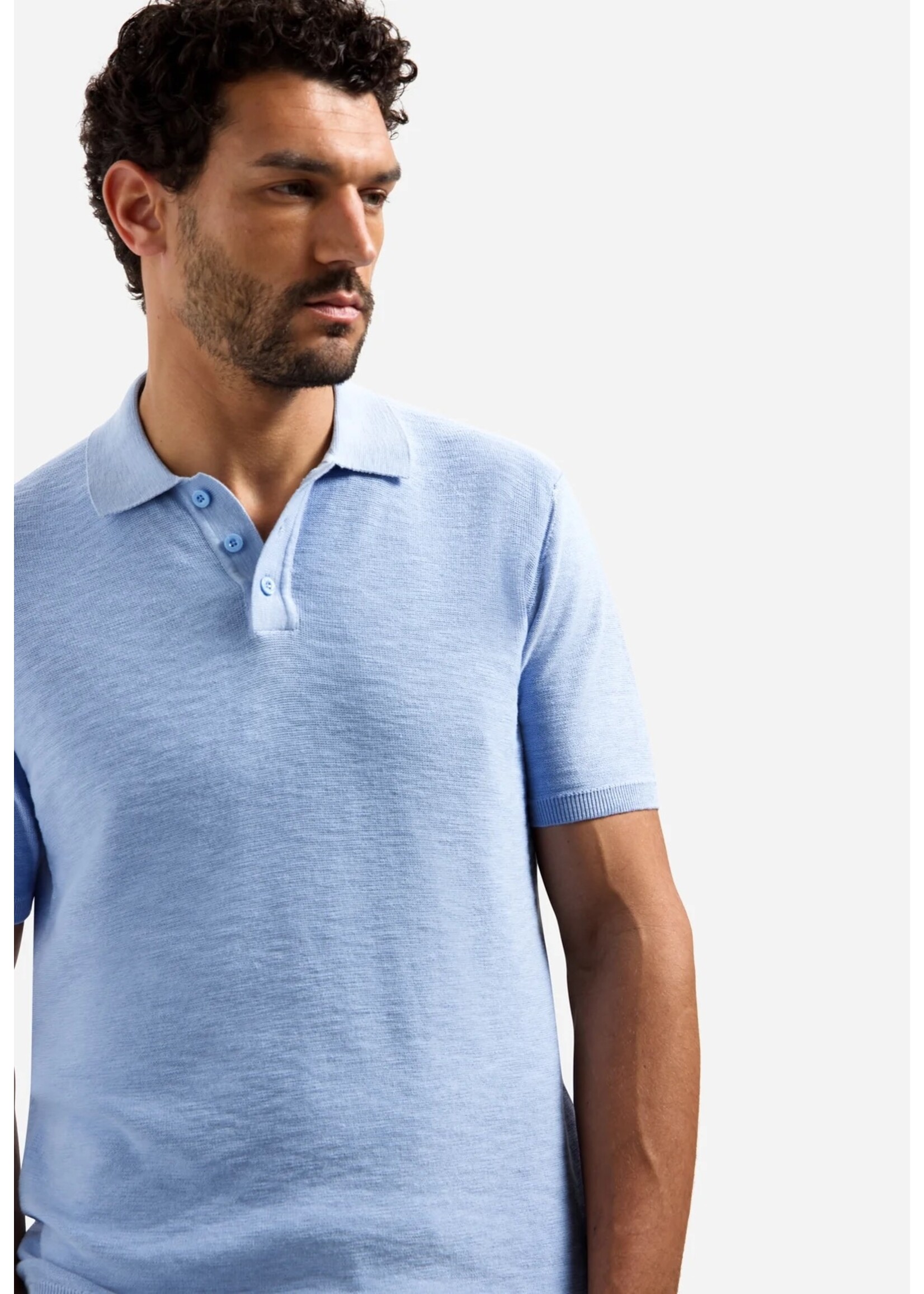 NO EXCESS  PULLOVER V POLO SHORT SLEEVE - BLUE