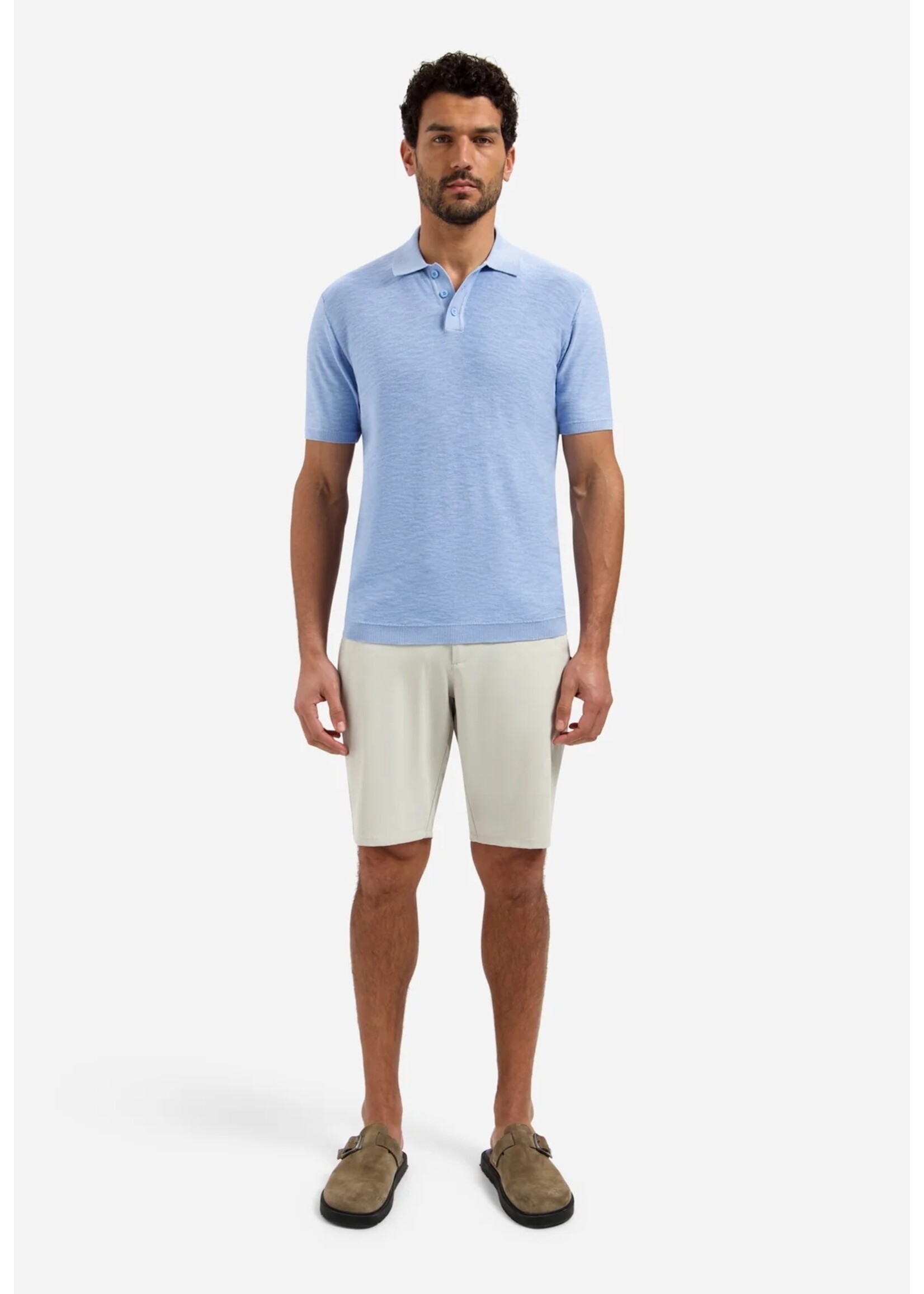 NO EXCESS  PULLOVER V POLO SHORT SLEEVE - BLUE
