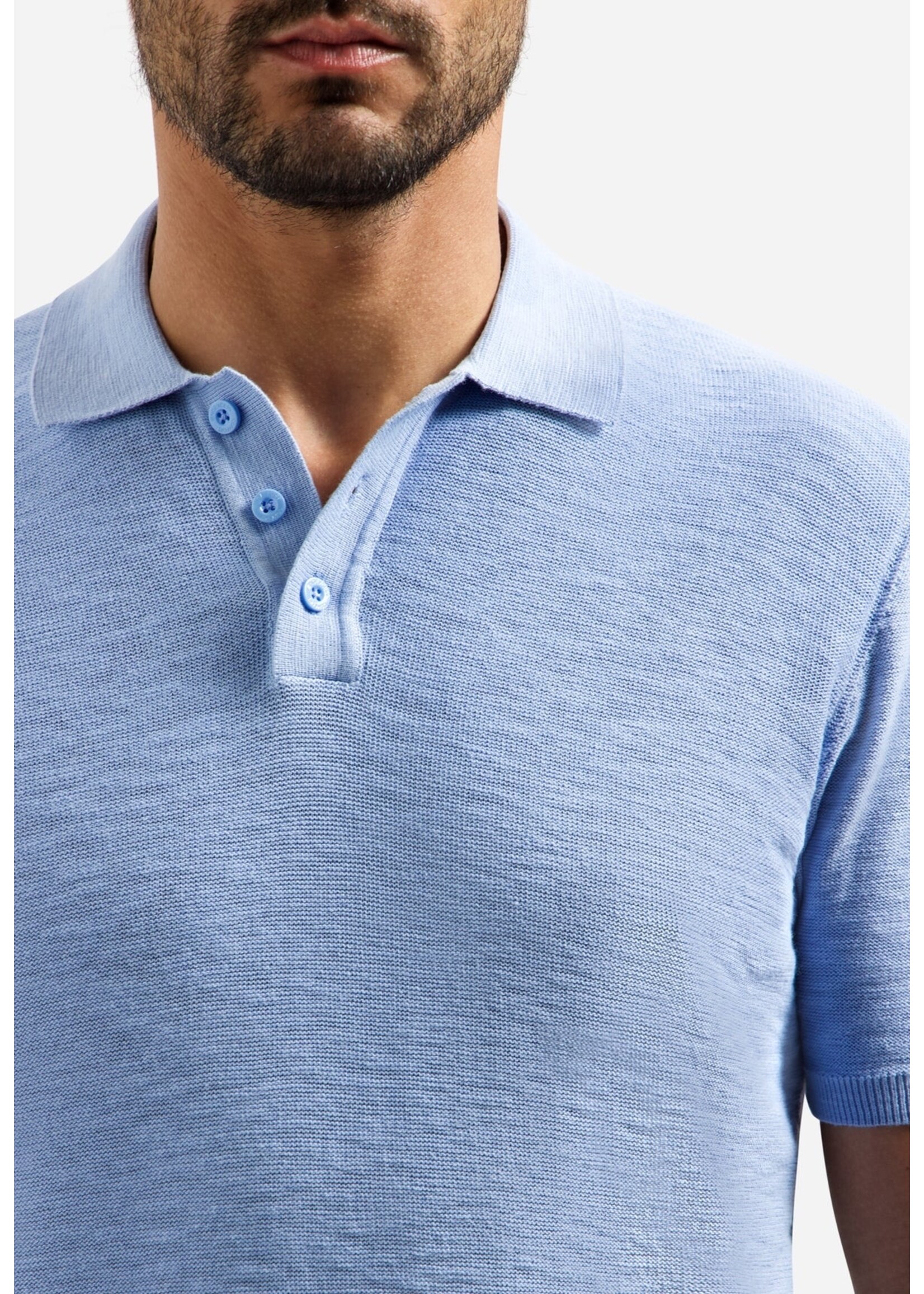 NO EXCESS  PULLOVER V POLO SHORT SLEEVE - BLUE