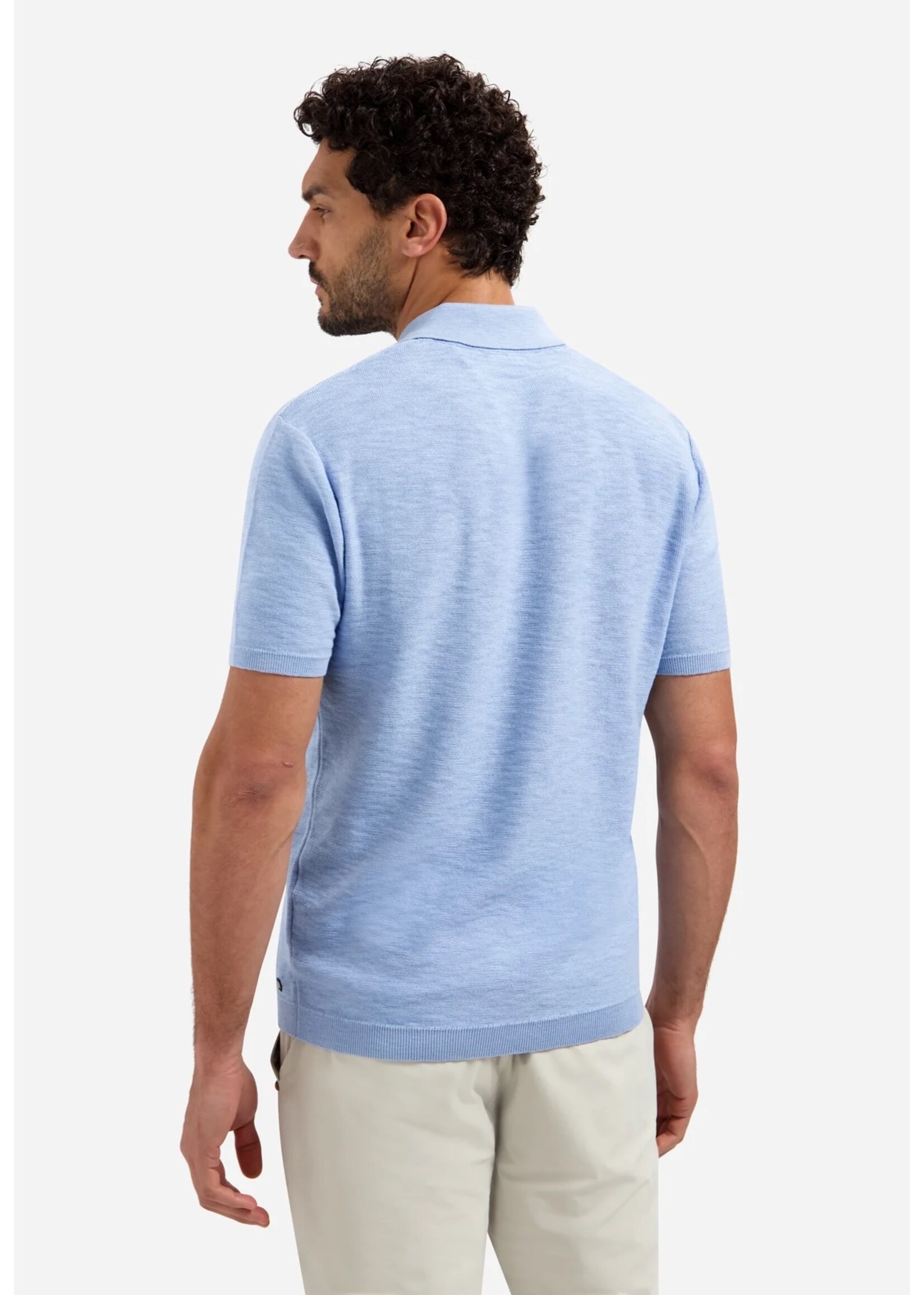 NO EXCESS  PULLOVER V POLO SHORT SLEEVE - BLUE