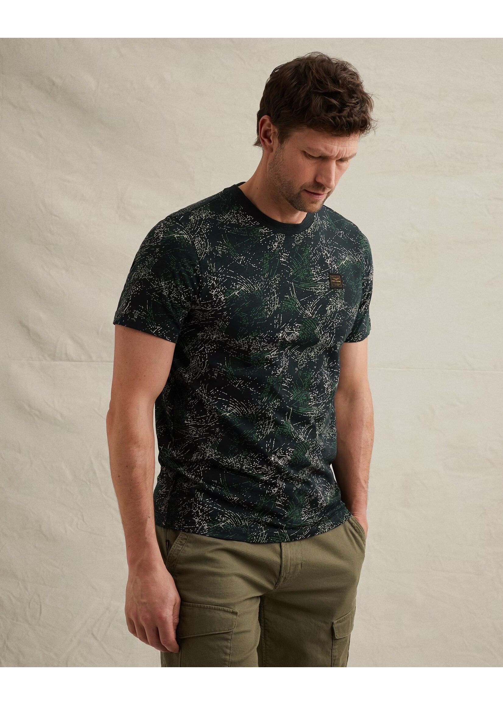 PME LEGEND T-SHIRT VAN SLUB JERSEY MET ALLOVER PRINT