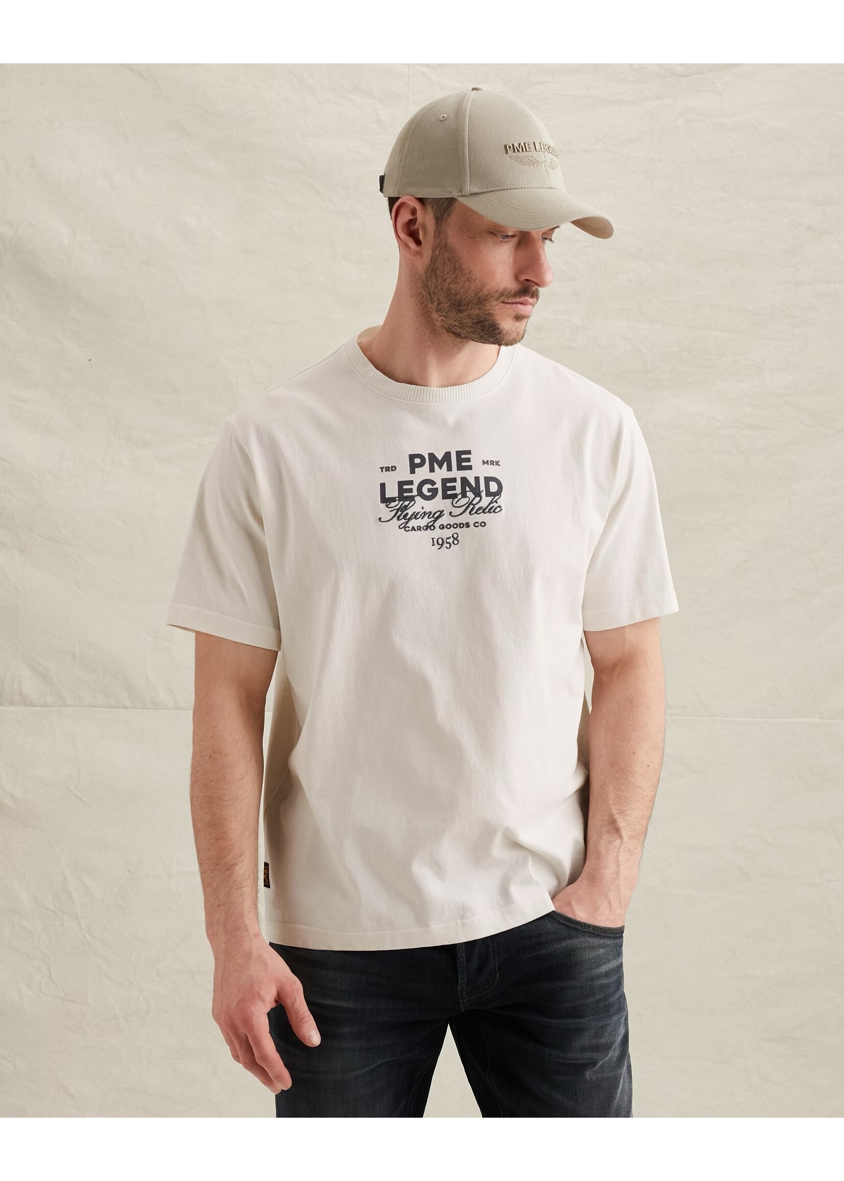 PME LEGEND T-SHIRT VAN EEN KATOENBLEND MET MEERDERE ARTWORKS