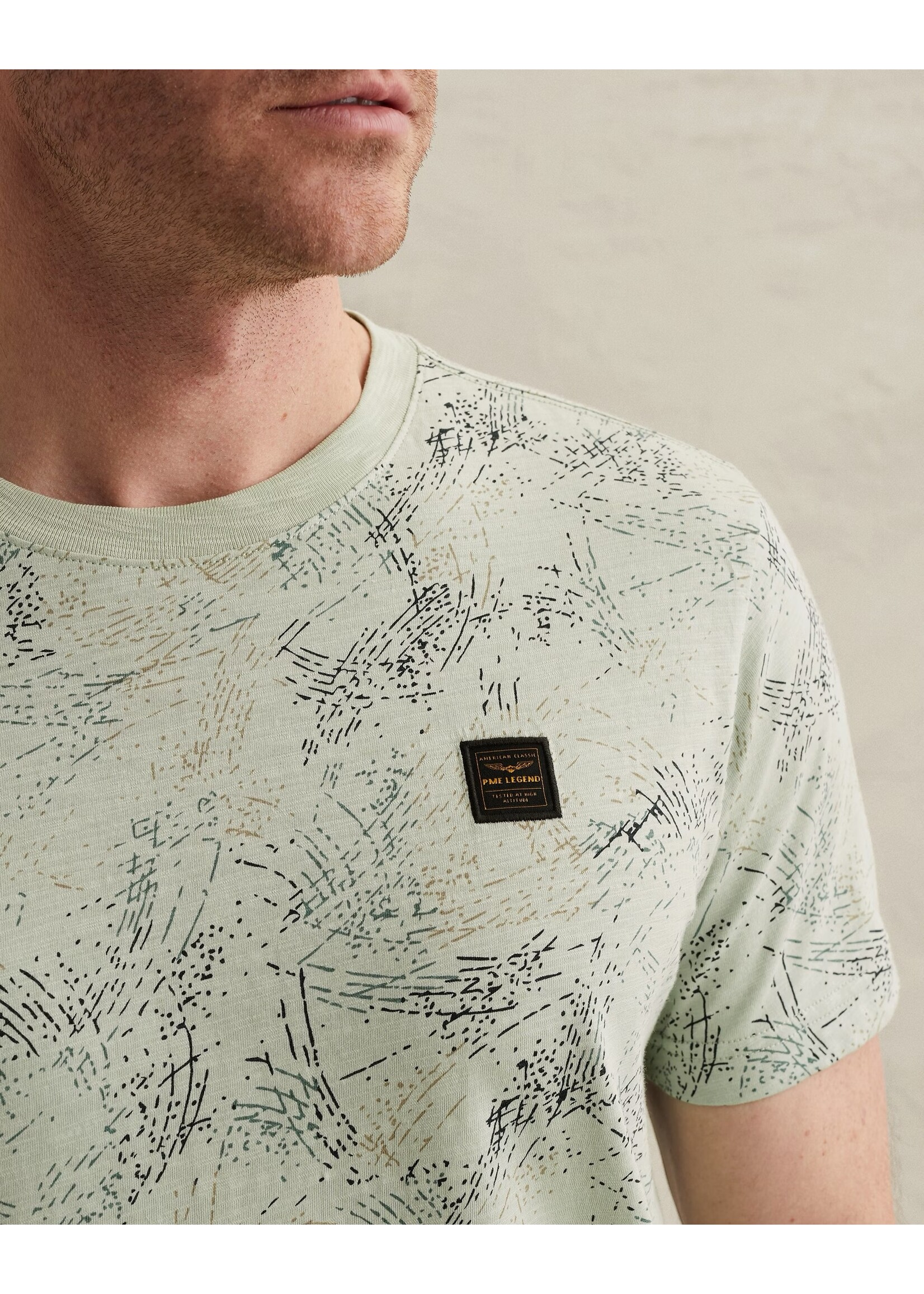 PME LEGEND T-SHIRT VAN SLUB JERSEY MET ALLOVER PRINT