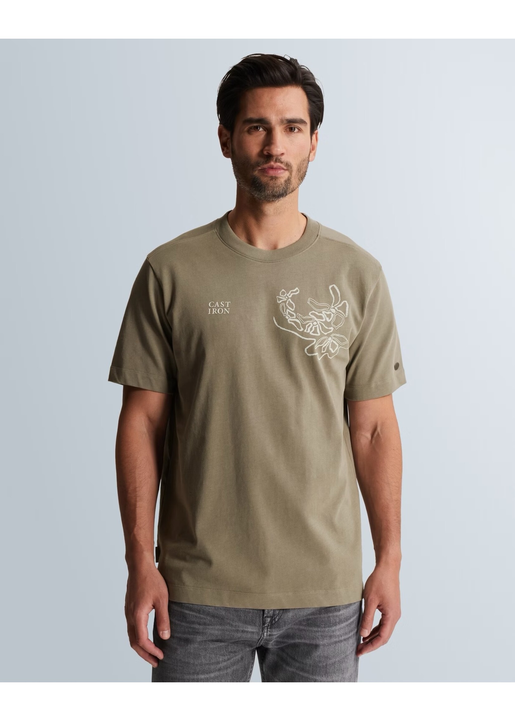 CAST IRON T-SHIRT VAN JERSEY MET ARTWORK - Vetiver