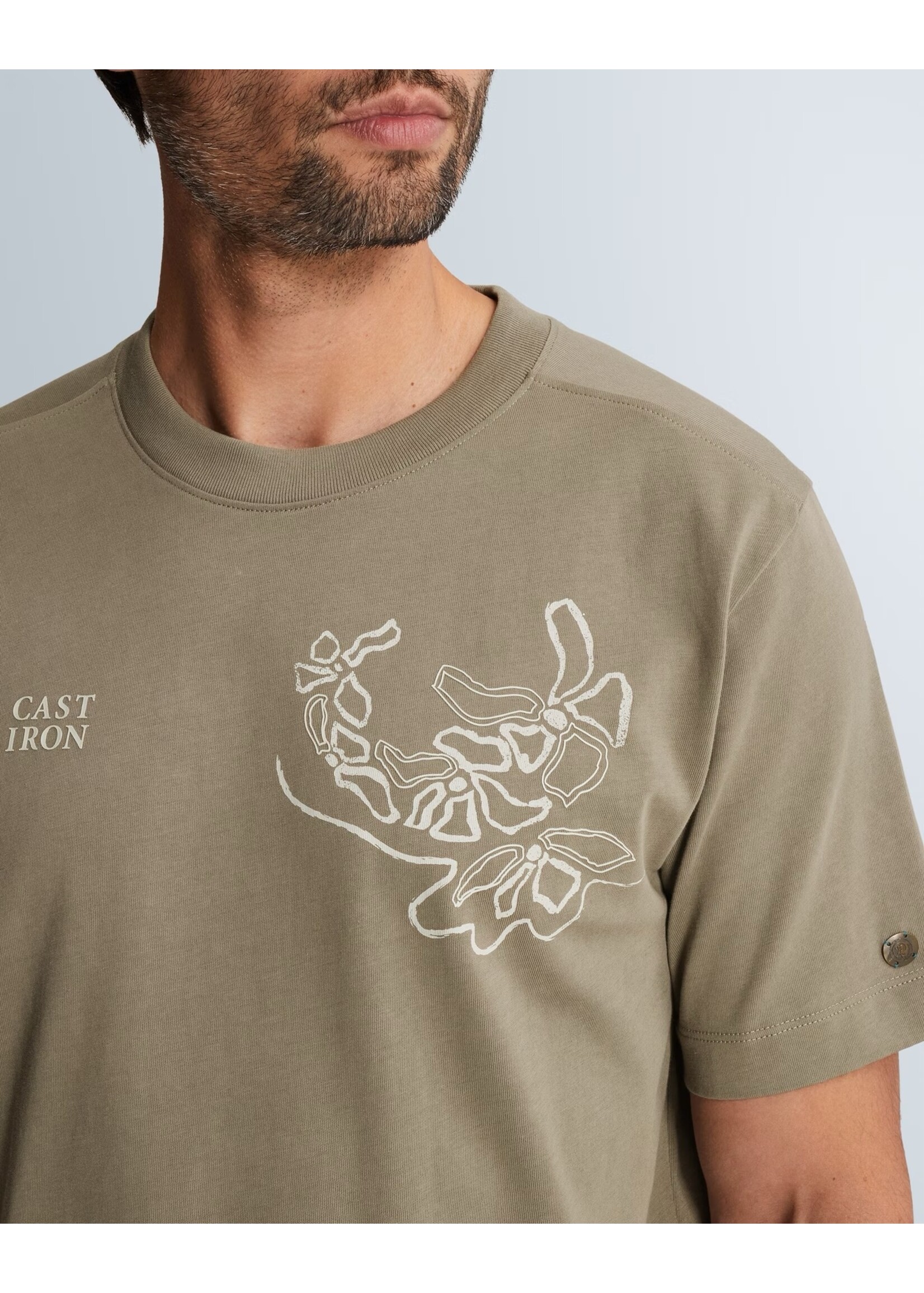 CAST IRON T-SHIRT VAN JERSEY MET ARTWORK - Vetiver