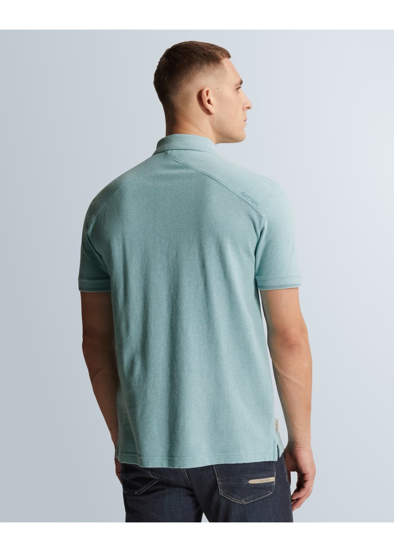 CAST IRON SLIM FIT POLO MET ALLOVER STRUCTUUR - Reef Waters