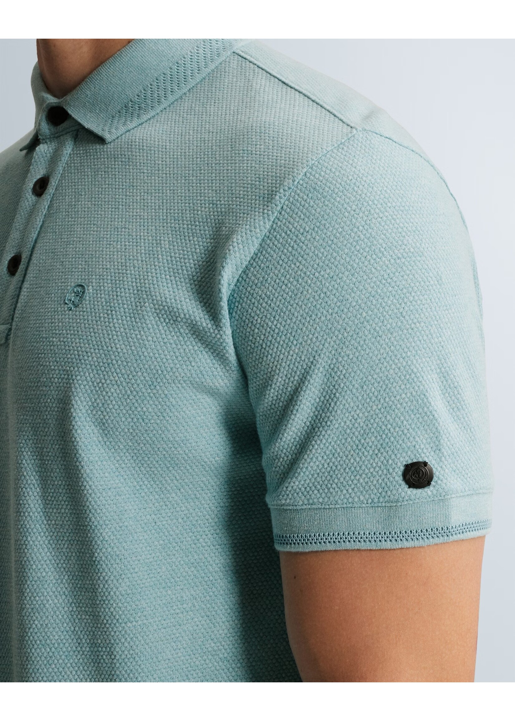 CAST IRON SLIM FIT POLO MET ALLOVER STRUCTUUR - Reef Waters