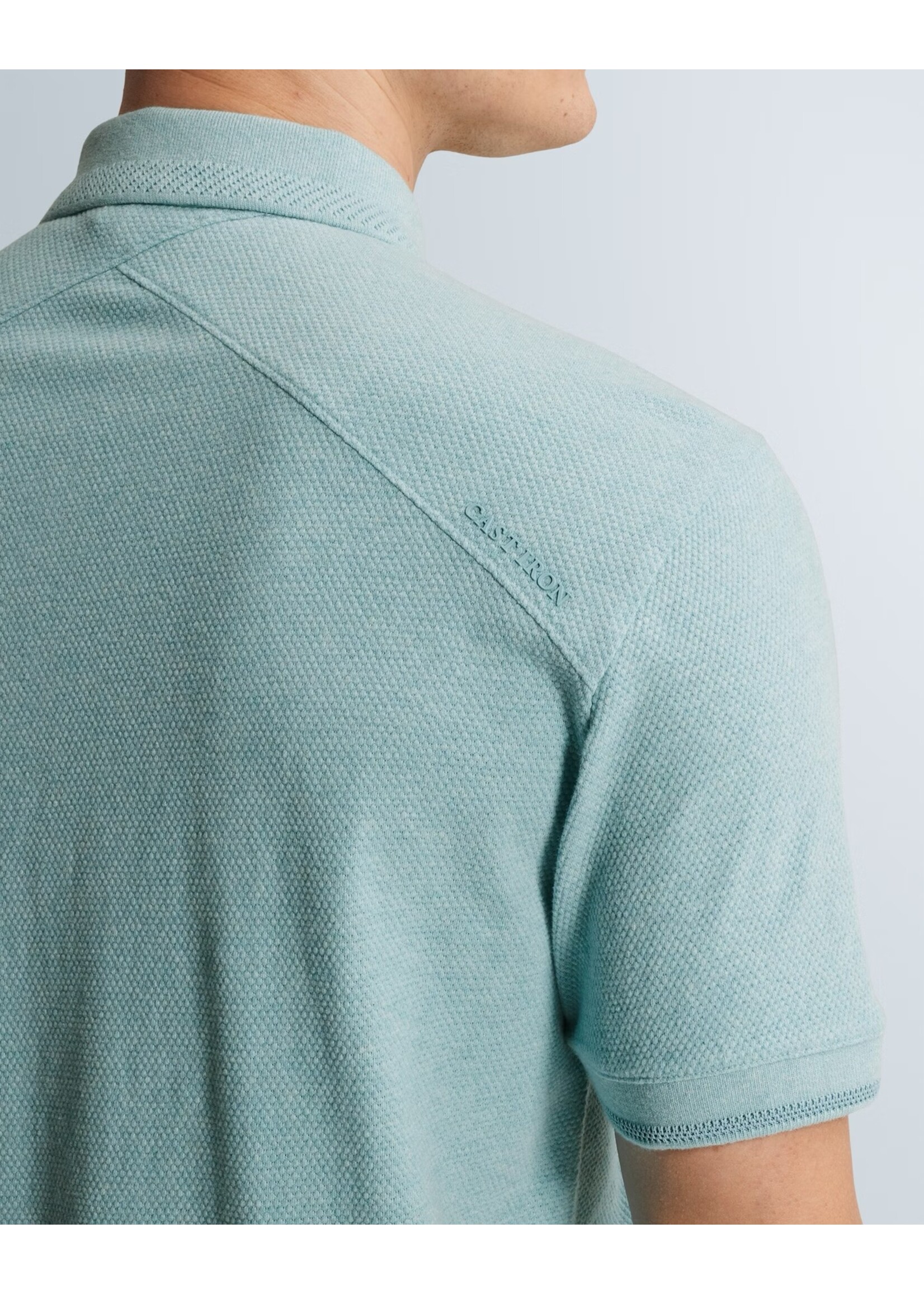 CAST IRON SLIM FIT POLO MET ALLOVER STRUCTUUR - Reef Waters