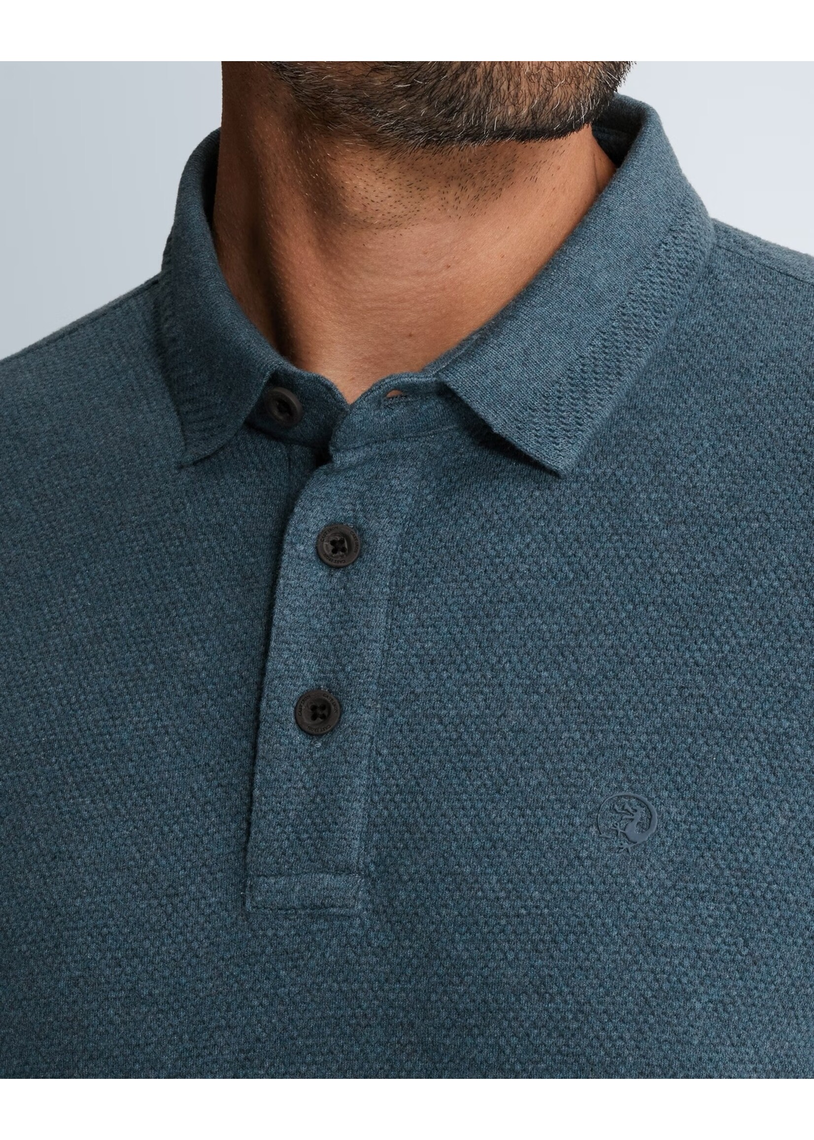 CAST IRON SLIM FIT POLO MET ALLOVER STRUCTUUR - Turbulence