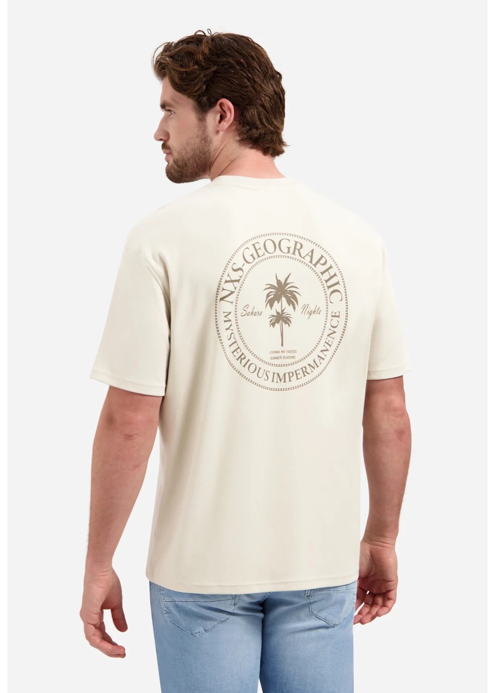 NO EXCESS  T-shirt met ronde hals, korte mouwen en print op de rug | Stone