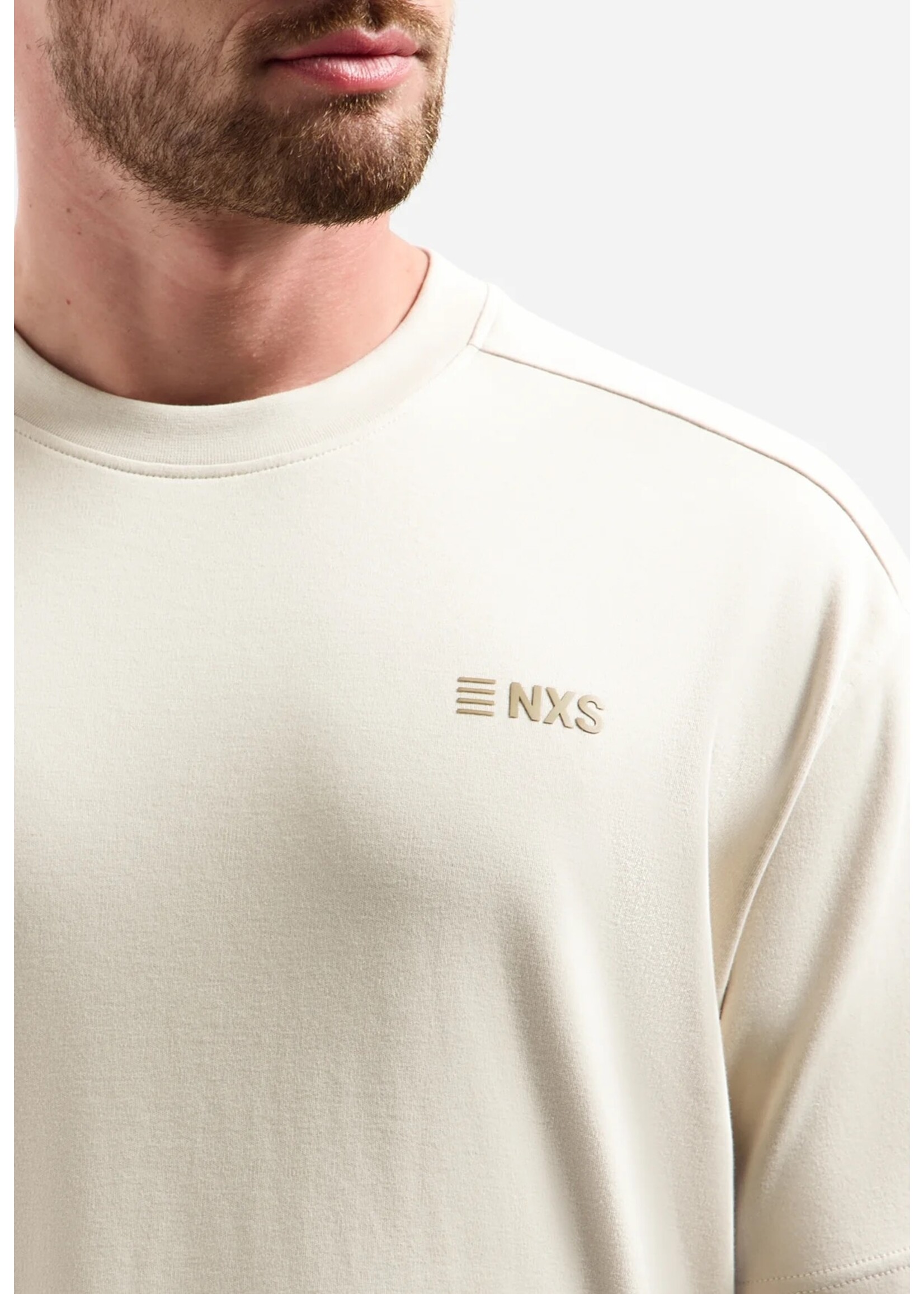 NO EXCESS  T-shirt met ronde hals, korte mouwen en print op de rug | Stone