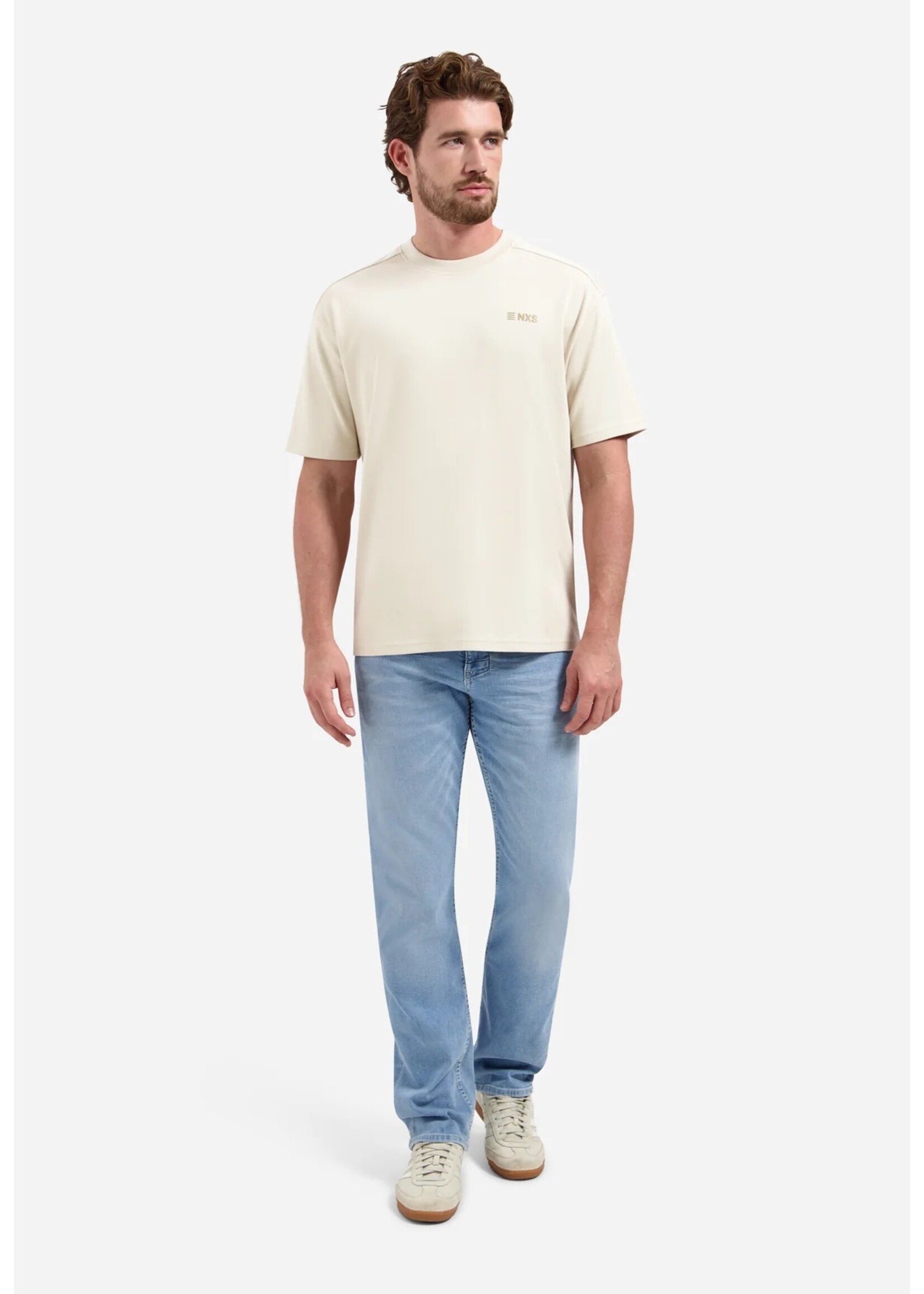 NO EXCESS  T-shirt met ronde hals, korte mouwen en print op de rug | Stone