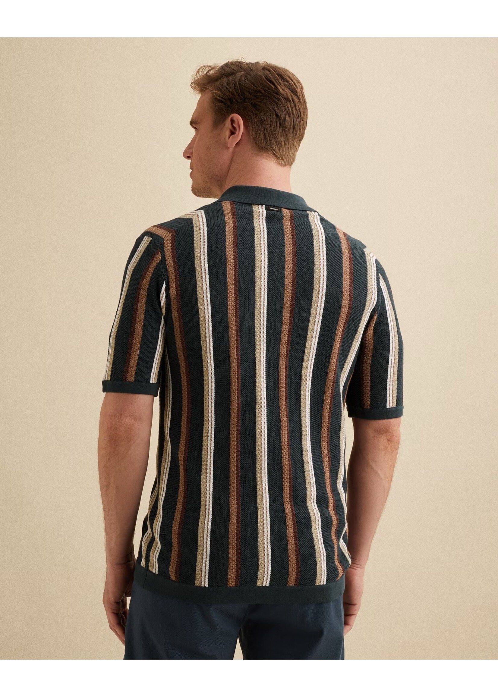 VANGUARD  POLO VAN KATOEN/MODAL MET STREEPSTRUCTUUR
