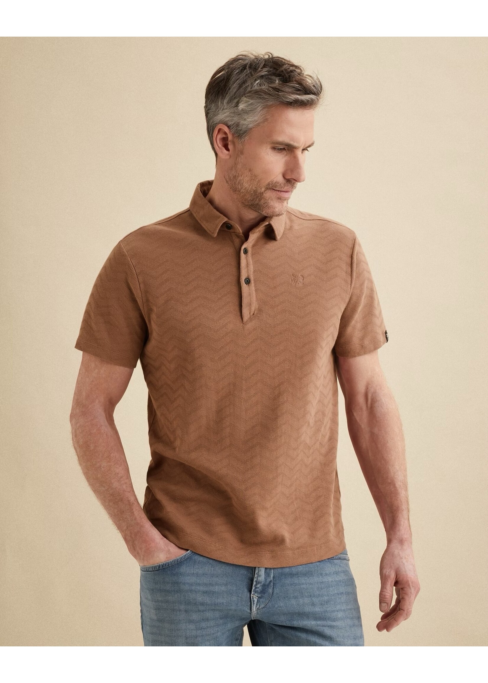 VANGUARD  POLO VAN JERSEY MET JACQUARDPATROON