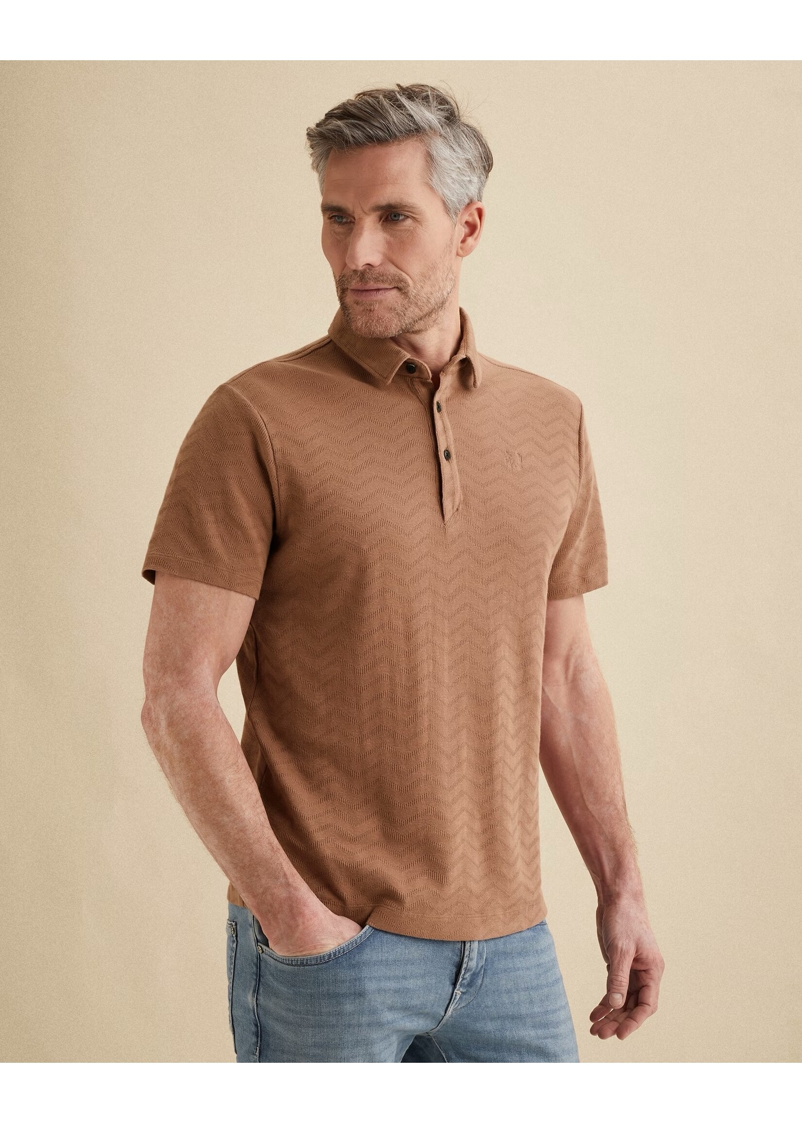 VANGUARD  POLO VAN JERSEY MET JACQUARDPATROON