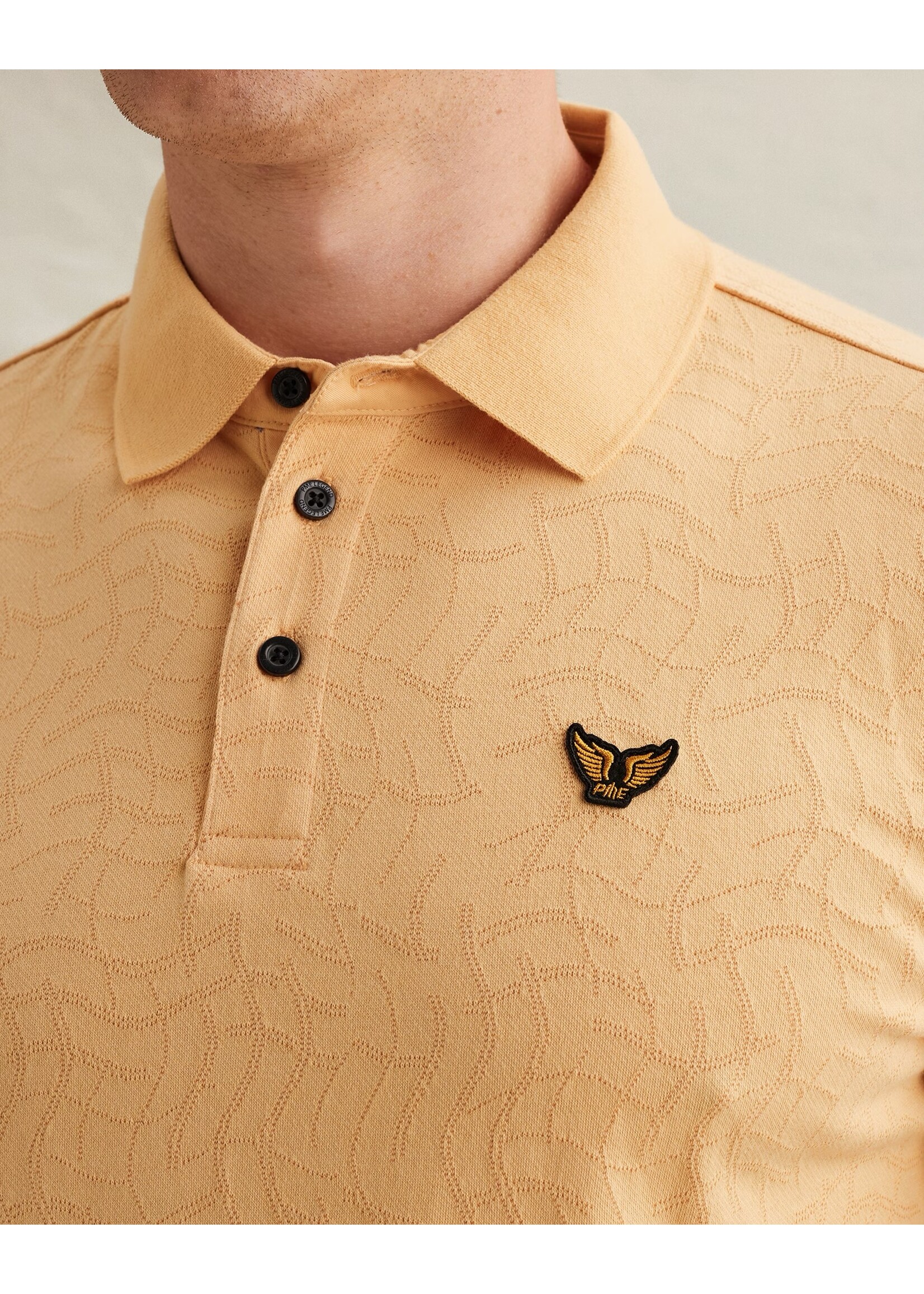 PME LEGEND POLO VAN JERSEY MET ALLOVER JACQUARDPATROON