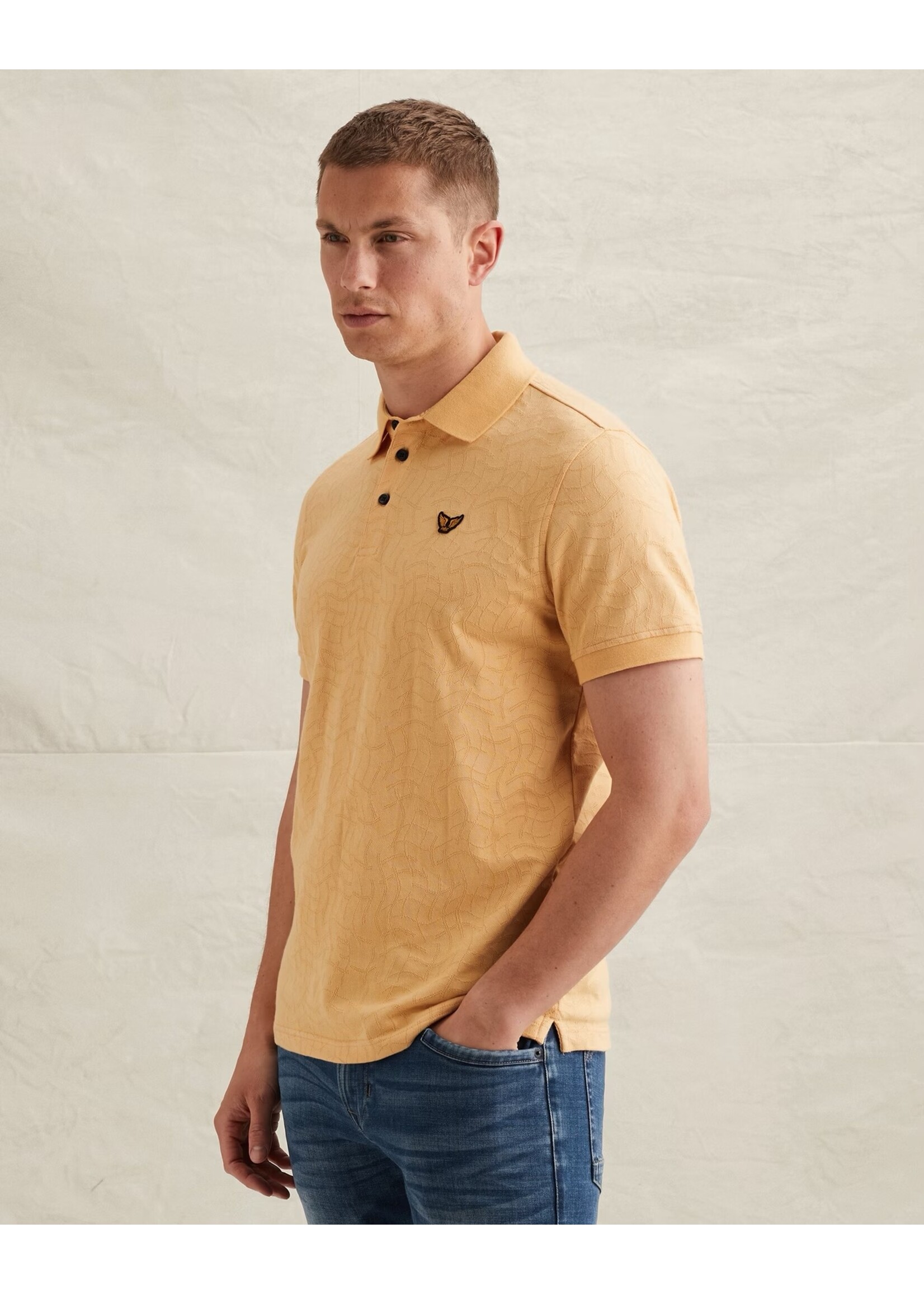 PME LEGEND POLO VAN JERSEY MET ALLOVER JACQUARDPATROON