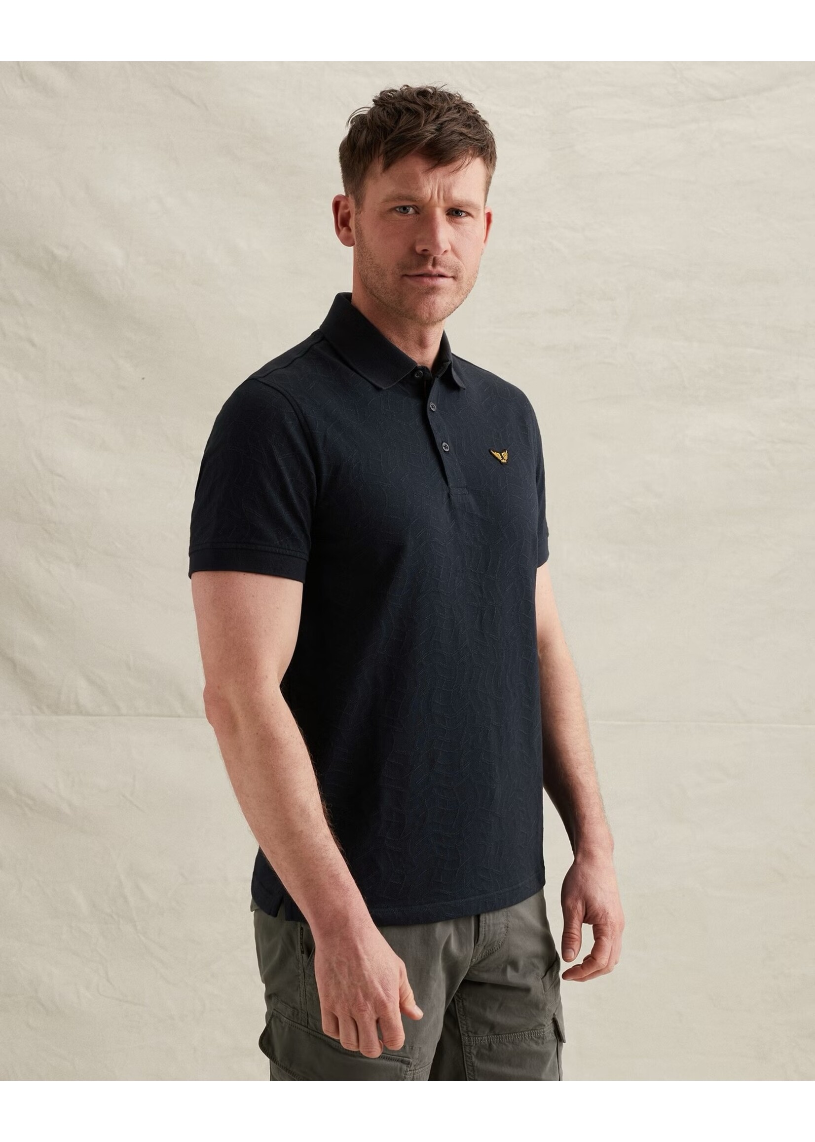 PME LEGEND POLO VAN JERSEY MET ALLOVER JACQUARDPATROON