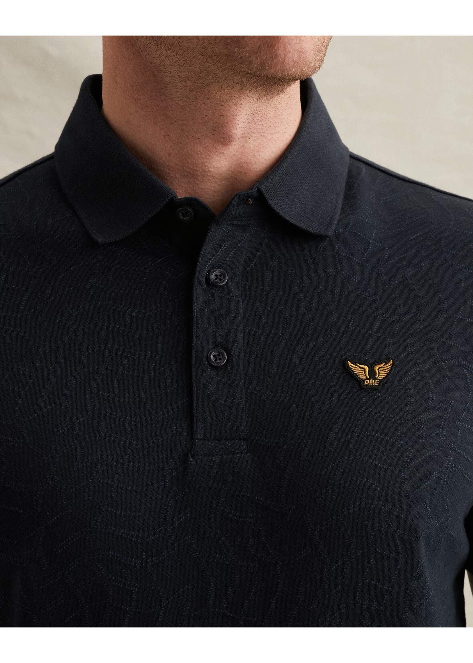 PME LEGEND POLO VAN JERSEY MET ALLOVER JACQUARDPATROON