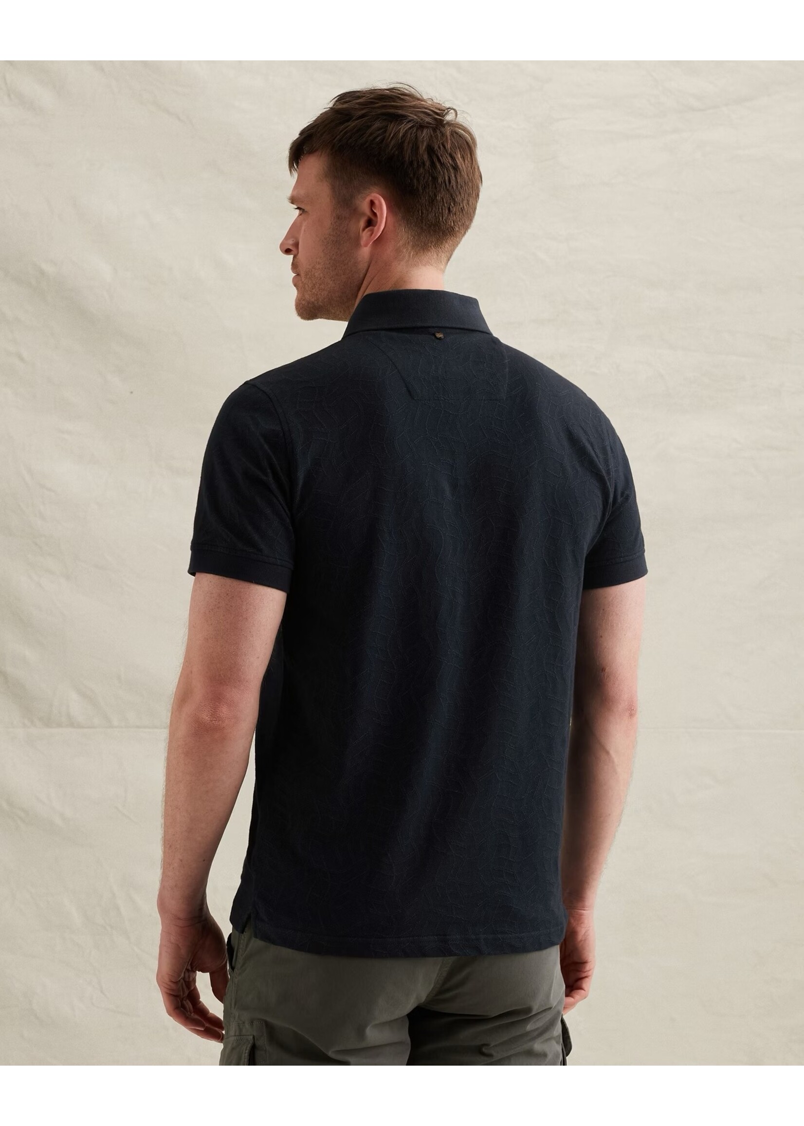 PME LEGEND POLO VAN JERSEY MET ALLOVER JACQUARDPATROON