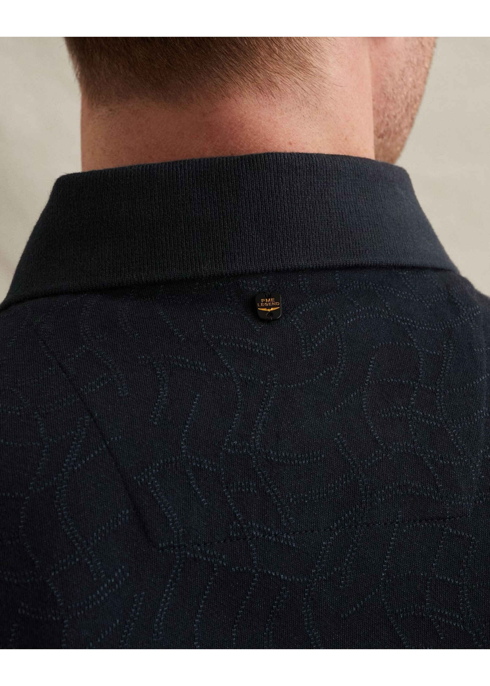 PME LEGEND POLO VAN JERSEY MET ALLOVER JACQUARDPATROON
