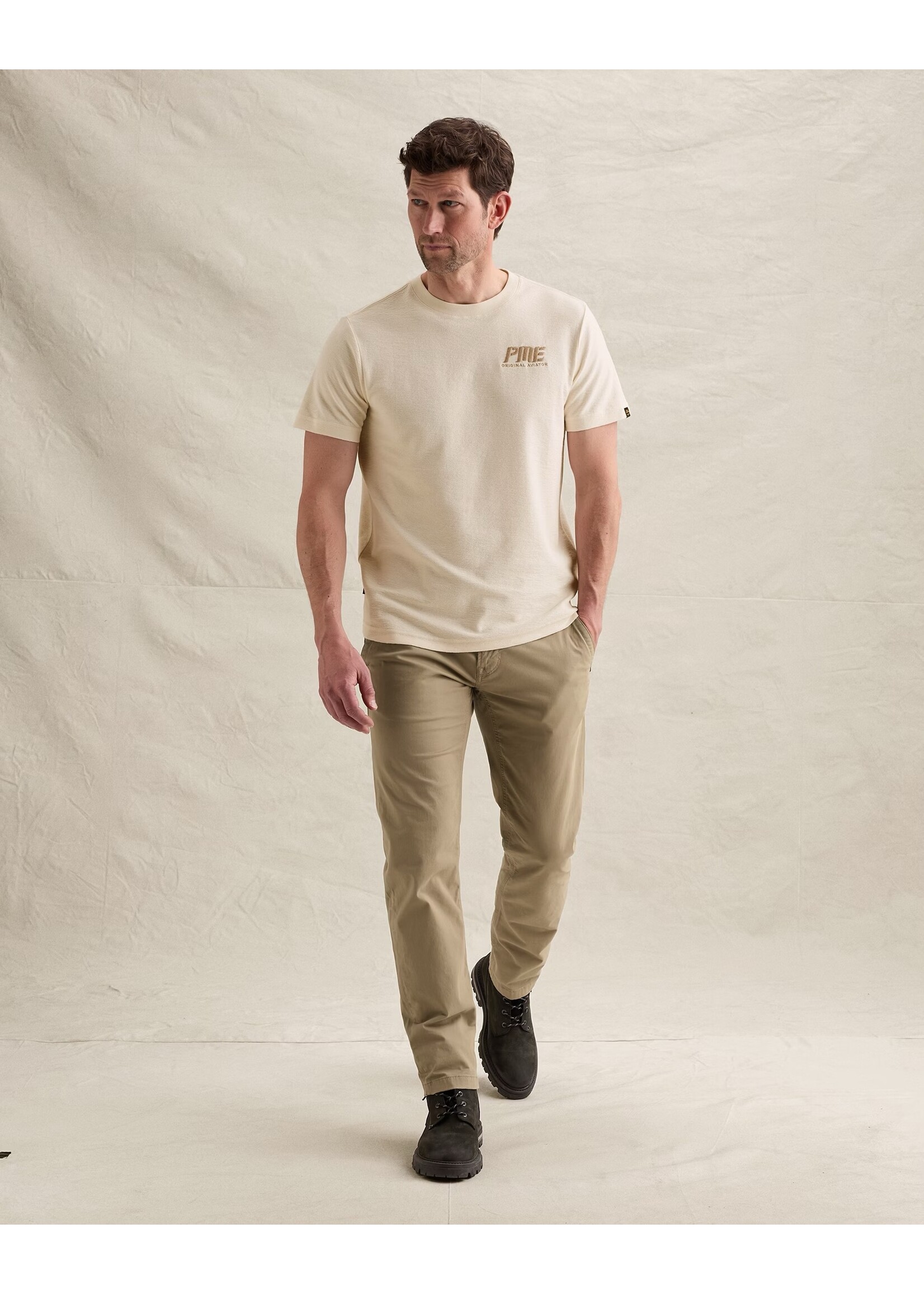 PME LEGEND T-SHIRT VAN JERSEY JACQUARD MET ARTWORK OP DE BORST