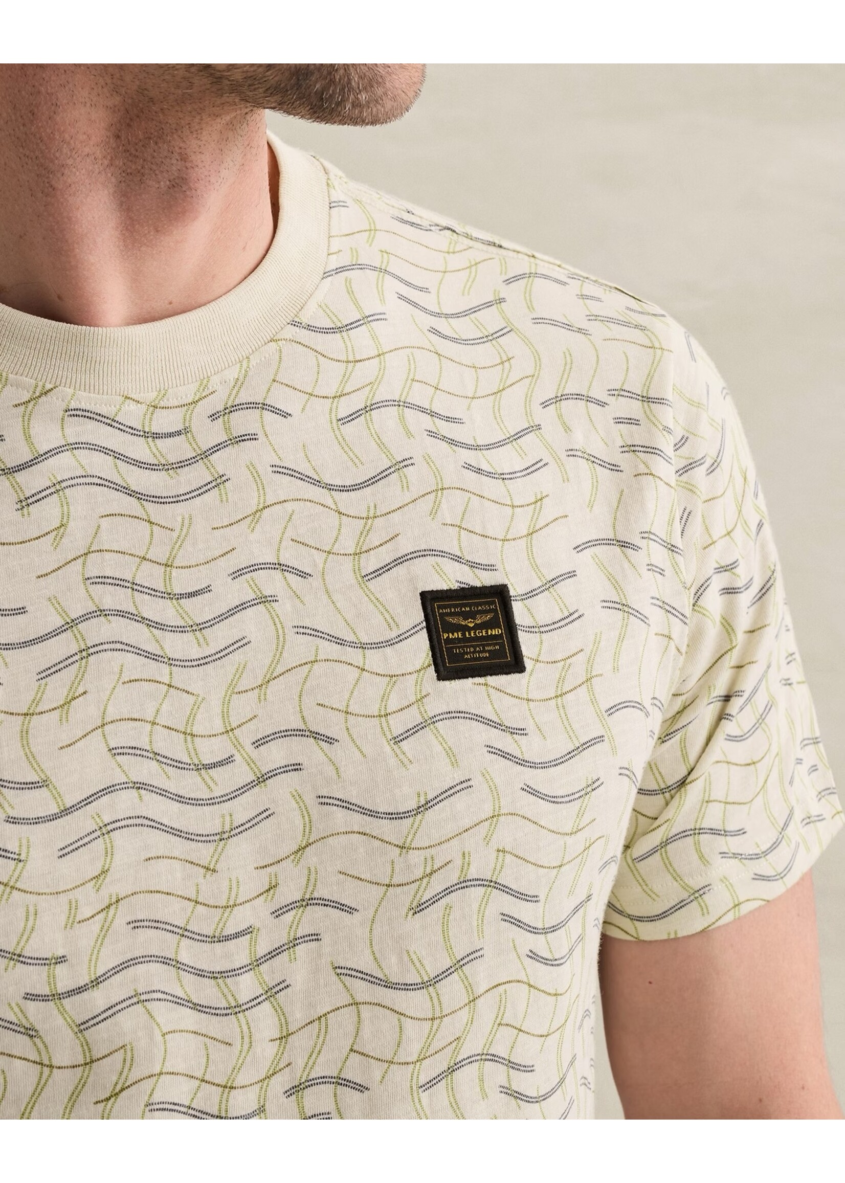 PME LEGEND T-SHIRT VAN SLUB JERSEY MET ALLOVER PRINT EN BADGE - PTSS2606557-7013