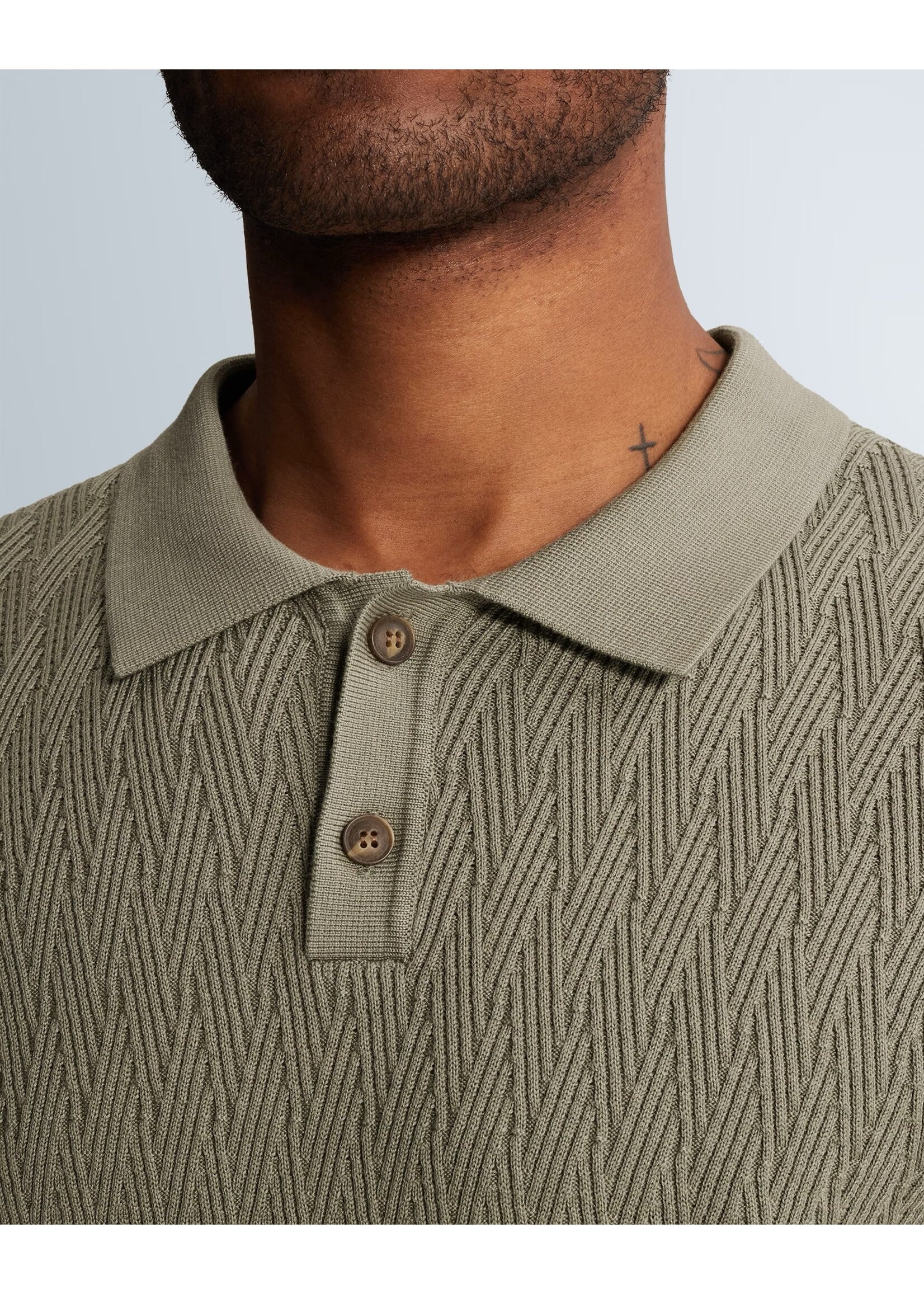 CASTIRON POLO VAN KATOEN/MODAL MET ALLOVER STRUCTUUR - CPSS2606857