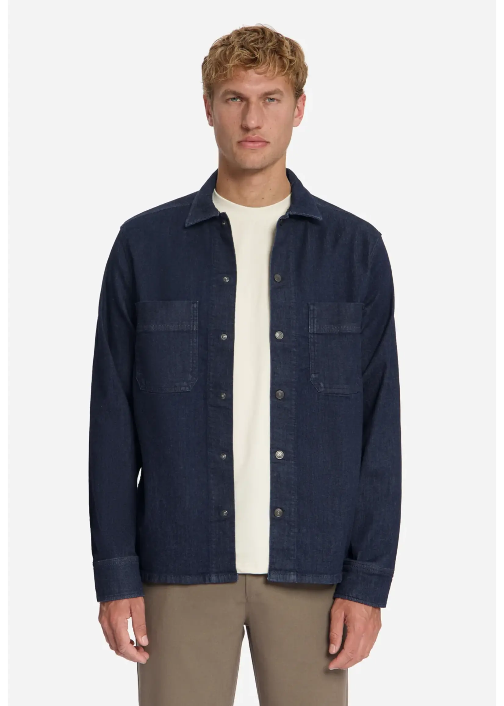 NO EXCESS  Denim Stretch Overshirt | Rinse Denim