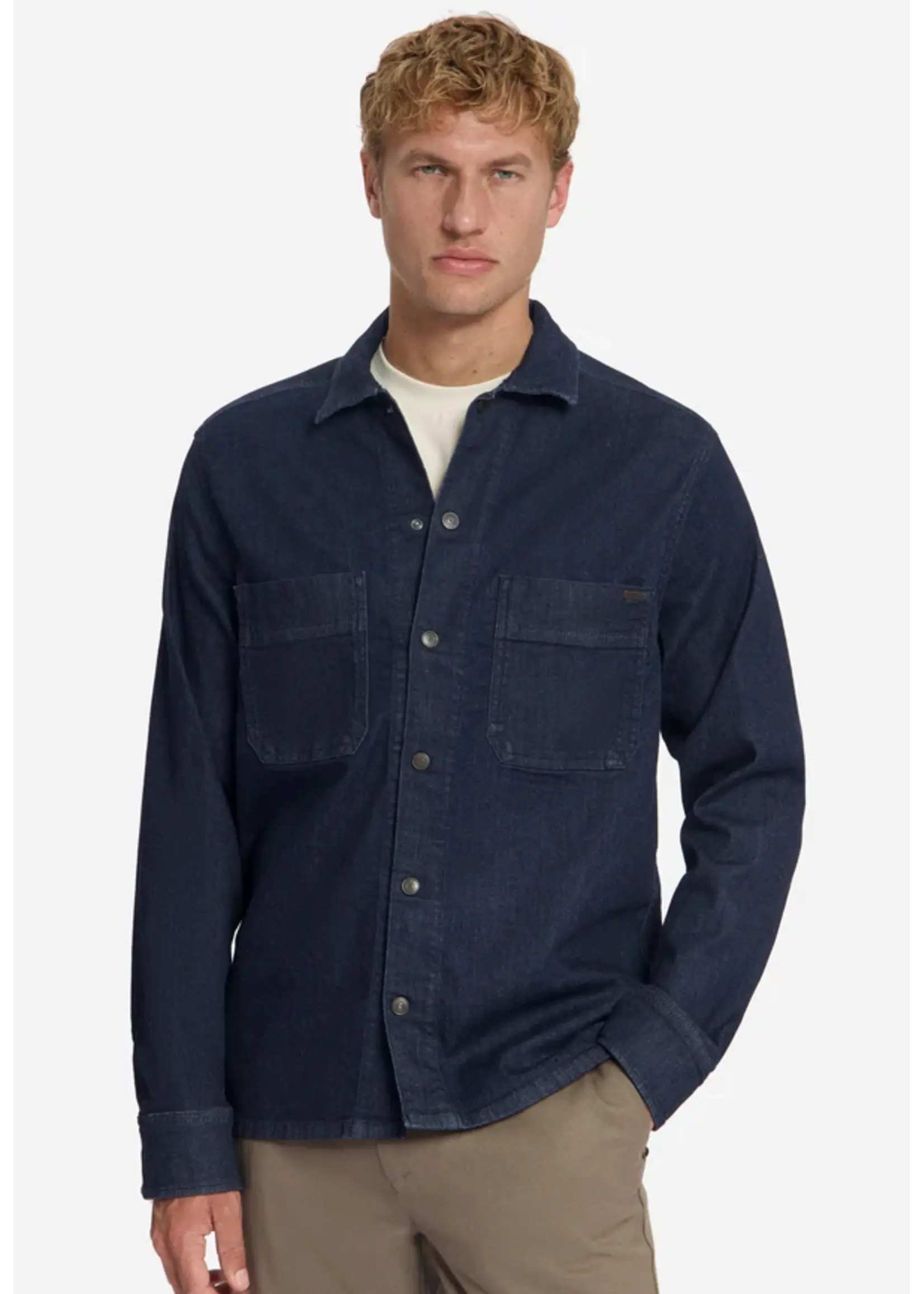 NO EXCESS  Denim Stretch Overshirt | Rinse Denim