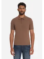 NO EXCESS  Fijngebreide Zip Polo | Light Brown