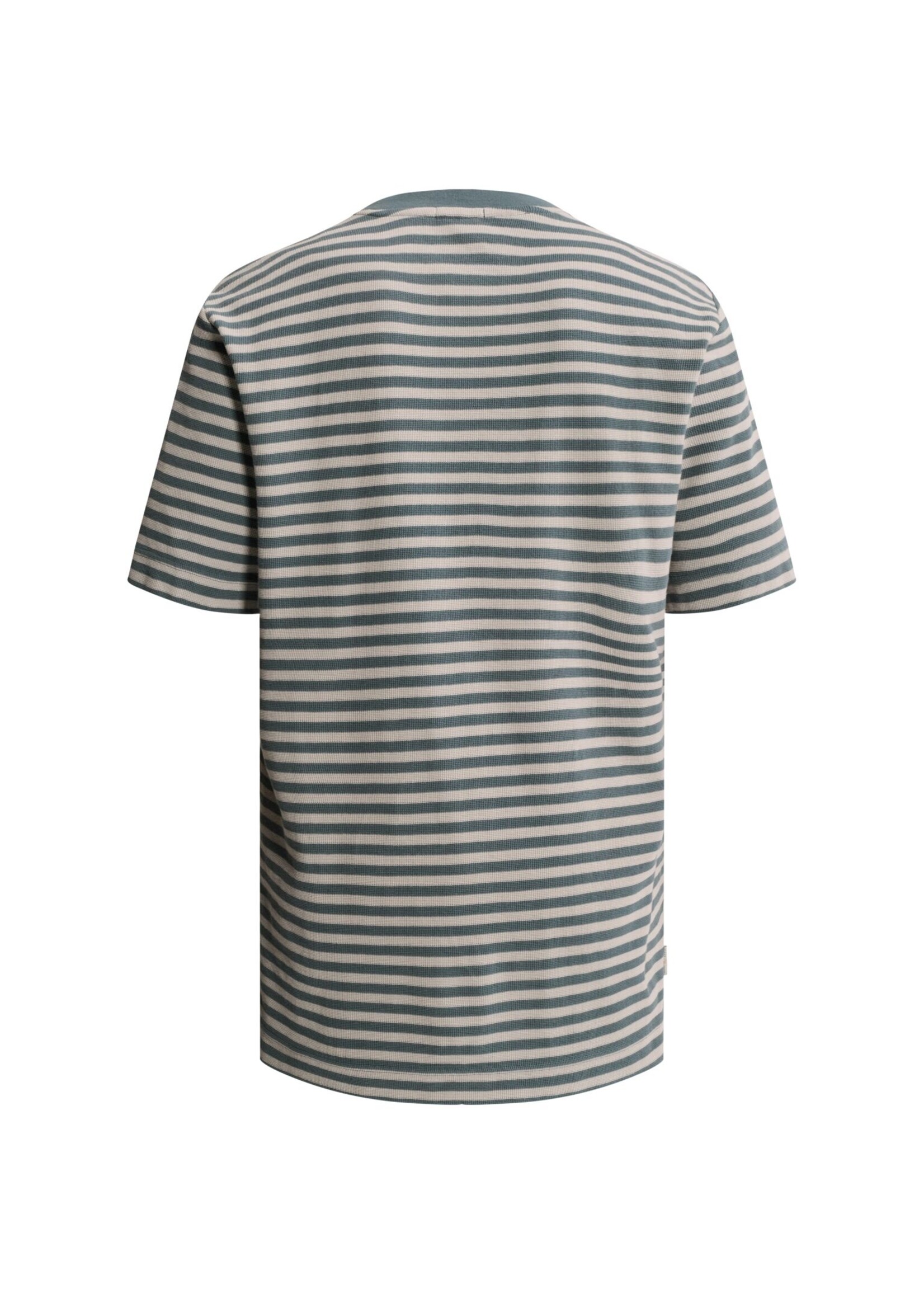 CAST IRON Short sleeve r-neck regular fit waffle stripe - Blauw