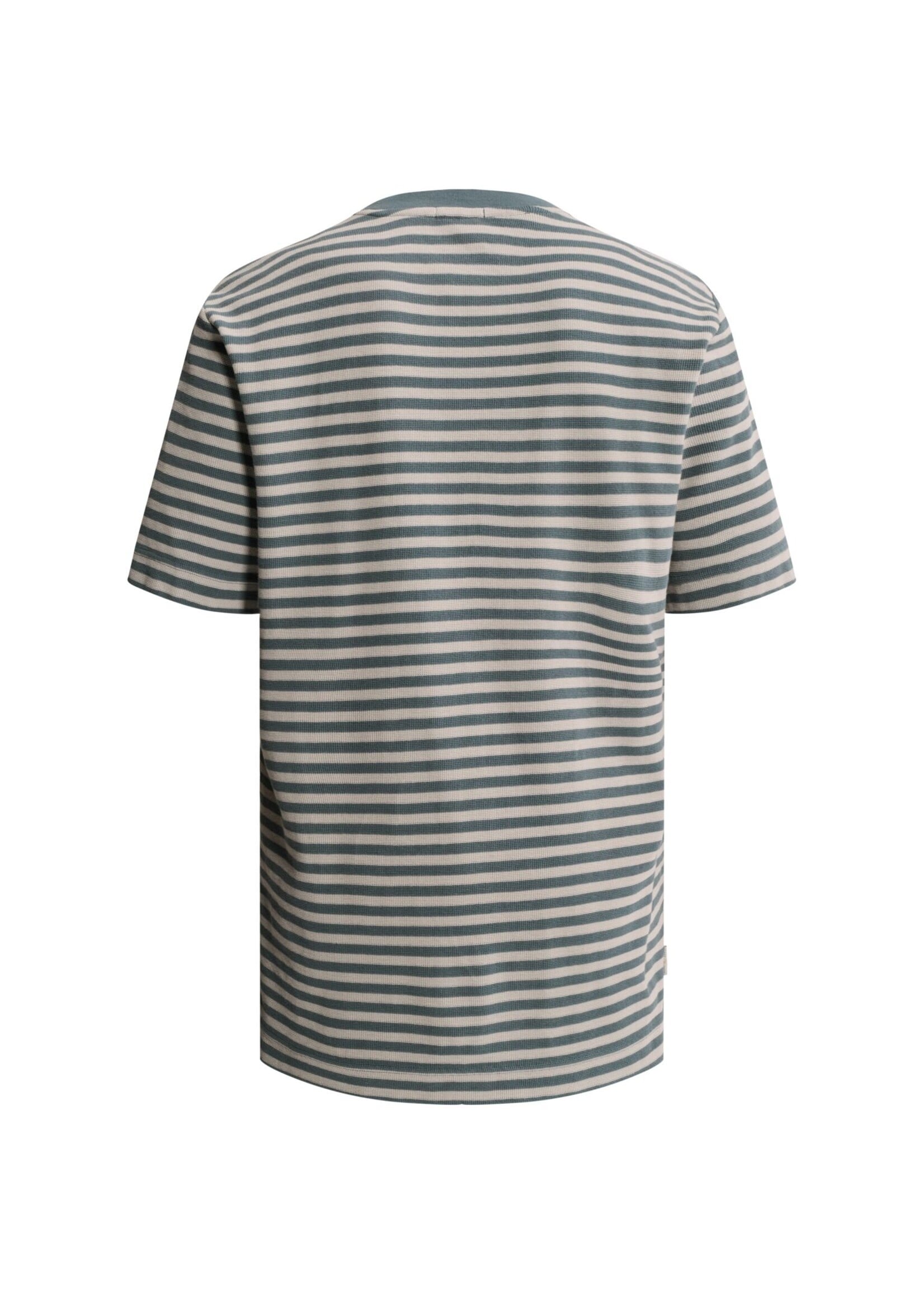 CASTIRON Short sleeve r-neck regular fit waffle stripe - Blauw