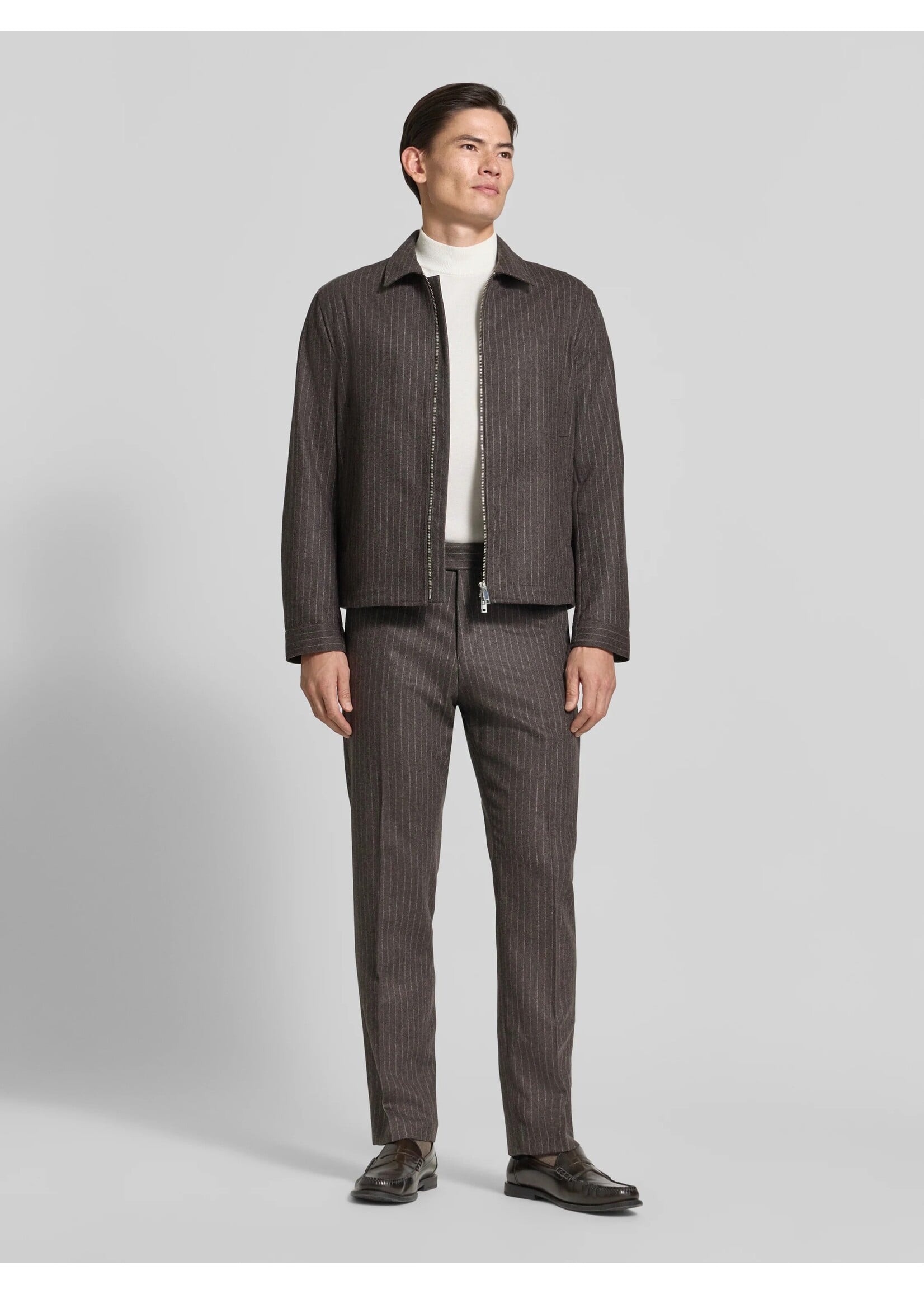 TIGER OF SWEDEN Tiger of sweden straight fit broek van wolmix model - midden bruin model 'Tense