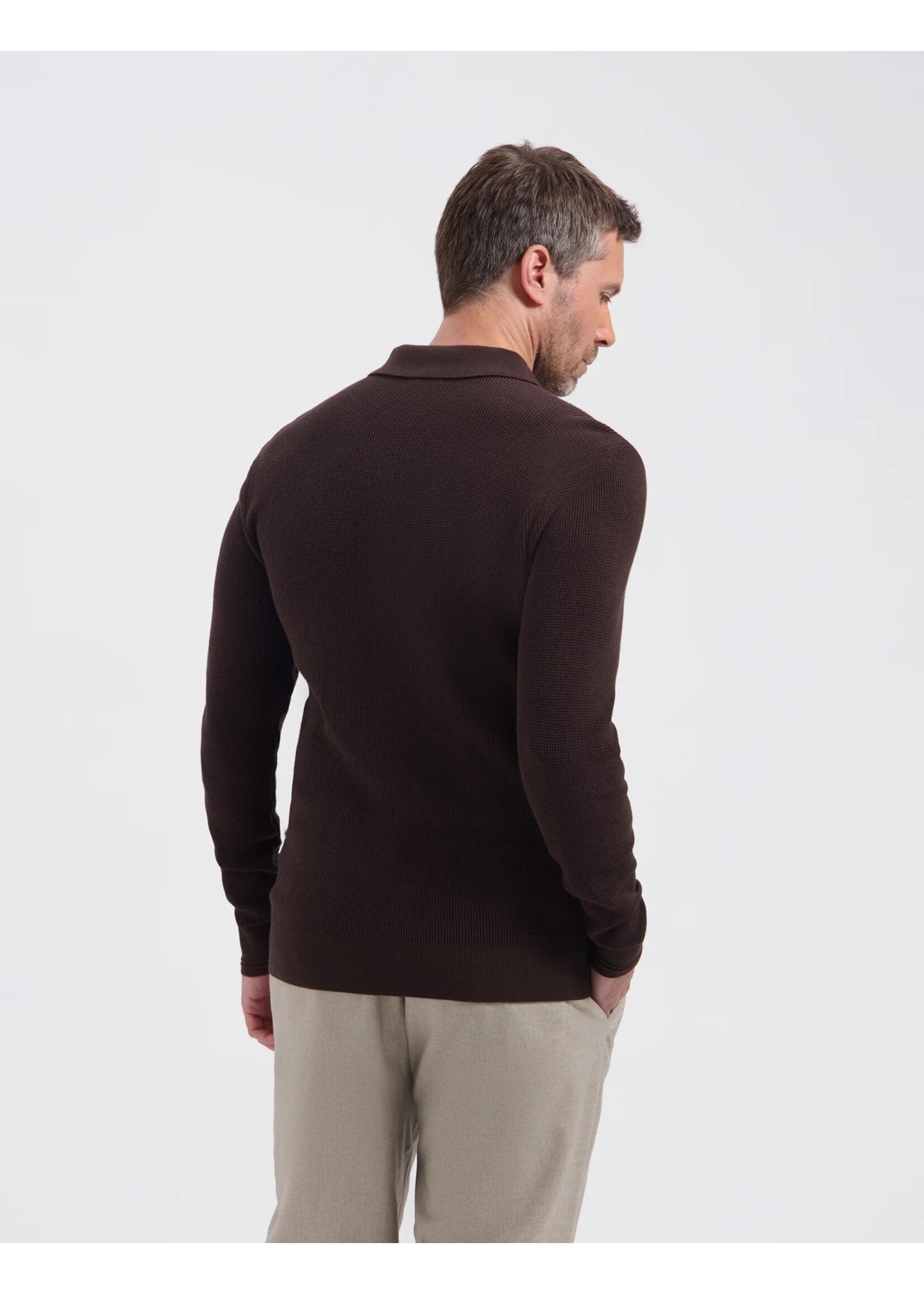 SAINT STEVE  SAINT STEVE knitted polo - koffie  sander