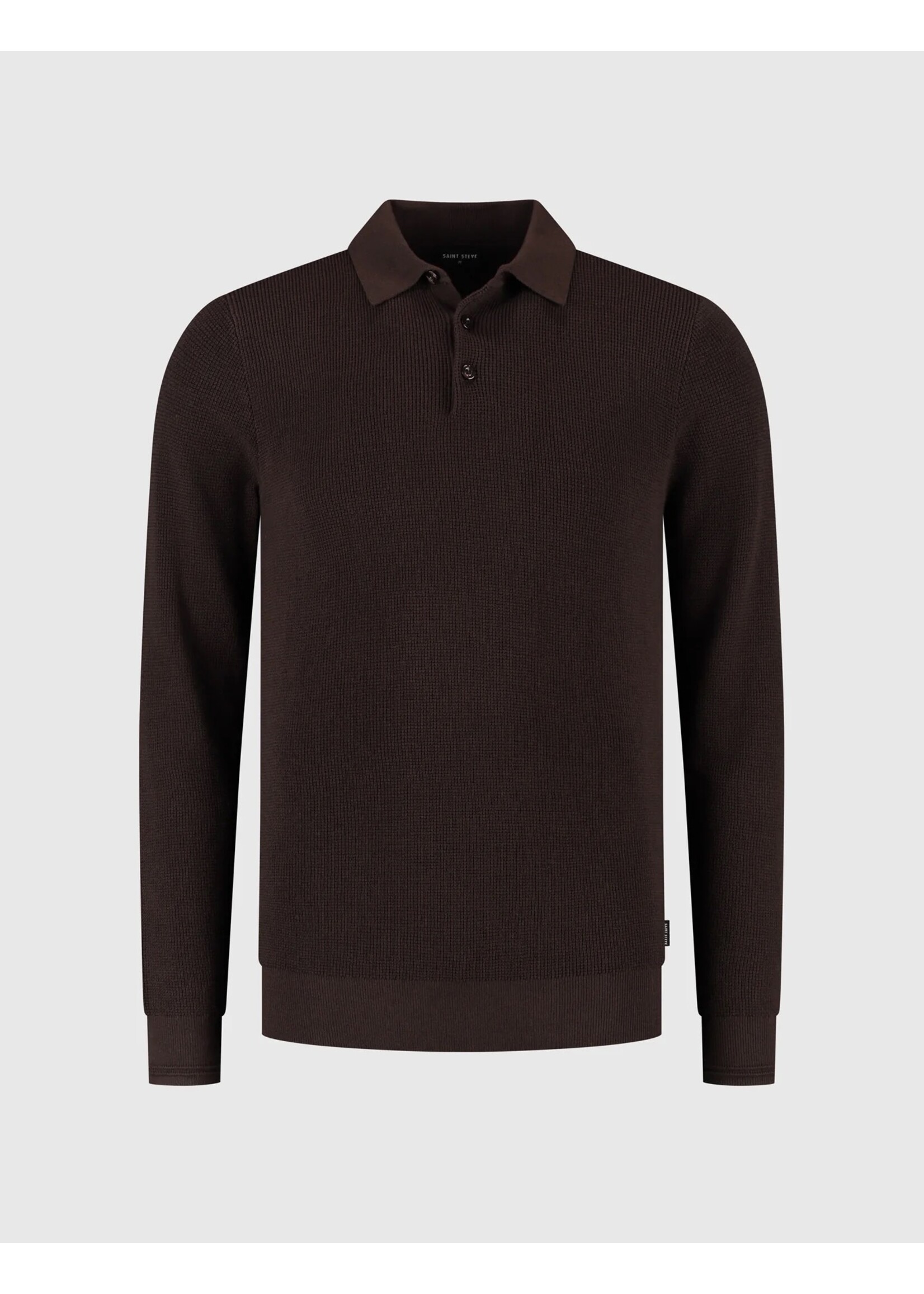SAINT STEVE  SAINT STEVE knitted polo - koffie  sander