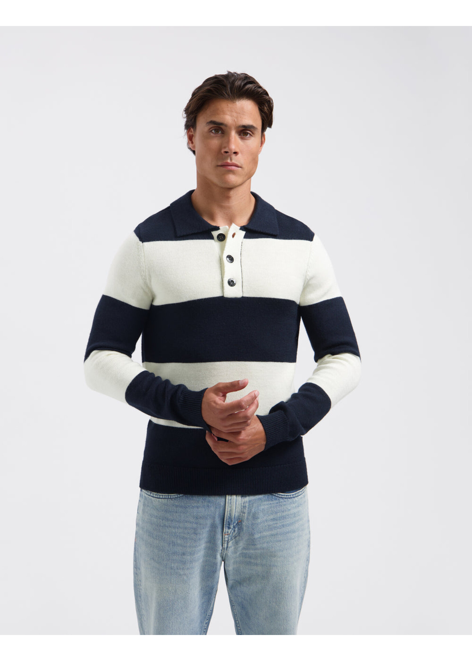 SAINT STEVE  SAINT STEVE Knitted Polo Navy White