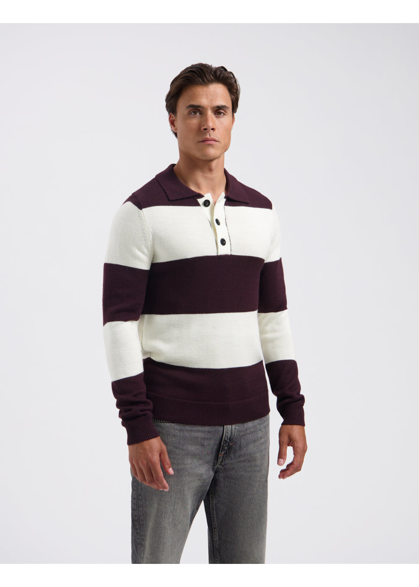 SAINT STEVE  SAINT STEVE Knitted Polo Merlot White