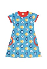 Maxomorra Maxomorra - jurk, ss, zachtblauw, tropical aquarium