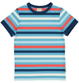 Maxomorra T-shirt, stripe red/sky/navy (0-2j)