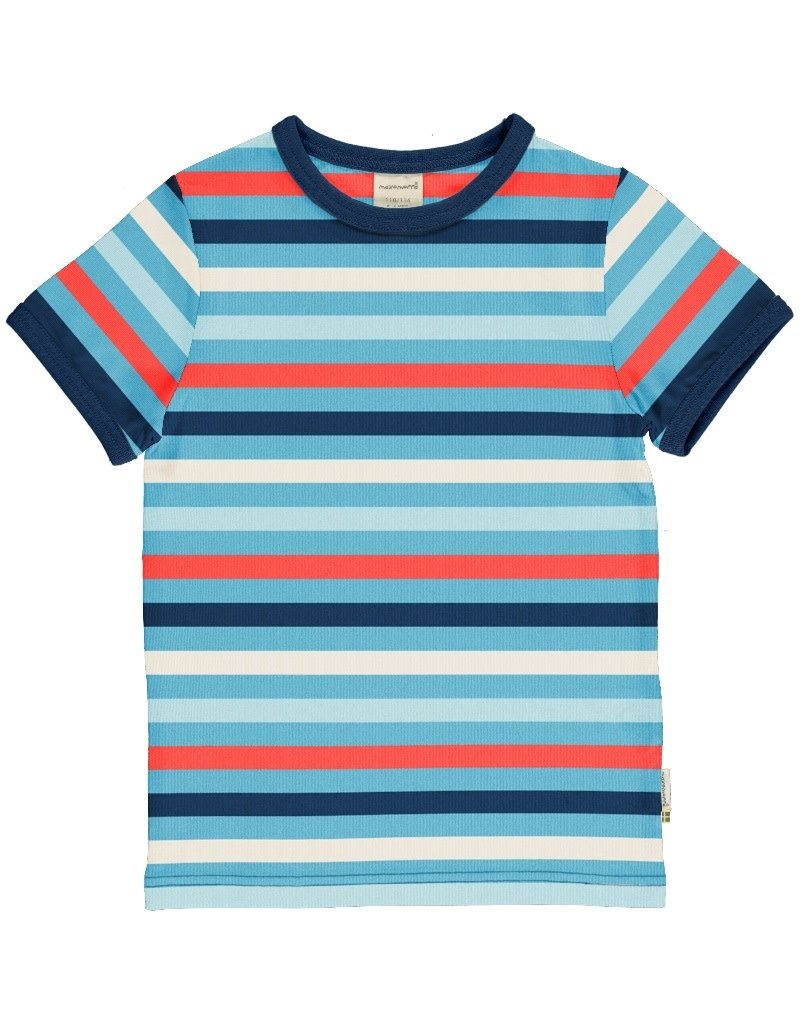 Maxomorra Maxomorra - T-shirt, stripe red/sky/navy (0-2j)