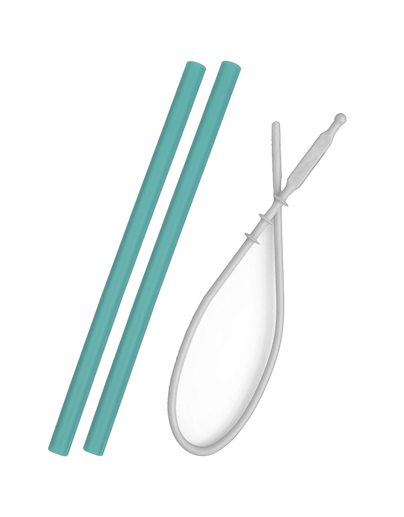 Minikoioi Minikoioi - Flexi straws (2pcs+brush), green
