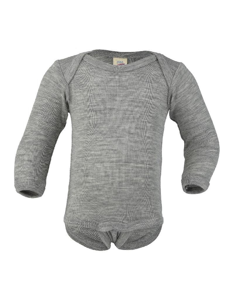 Engel Engel - Body, ls, wool/silk, light grey melange (0-2j)