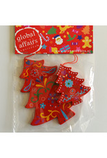 Global Affairs Global Affairs - houten hanger, kerstboom, rood, 2 stuks
