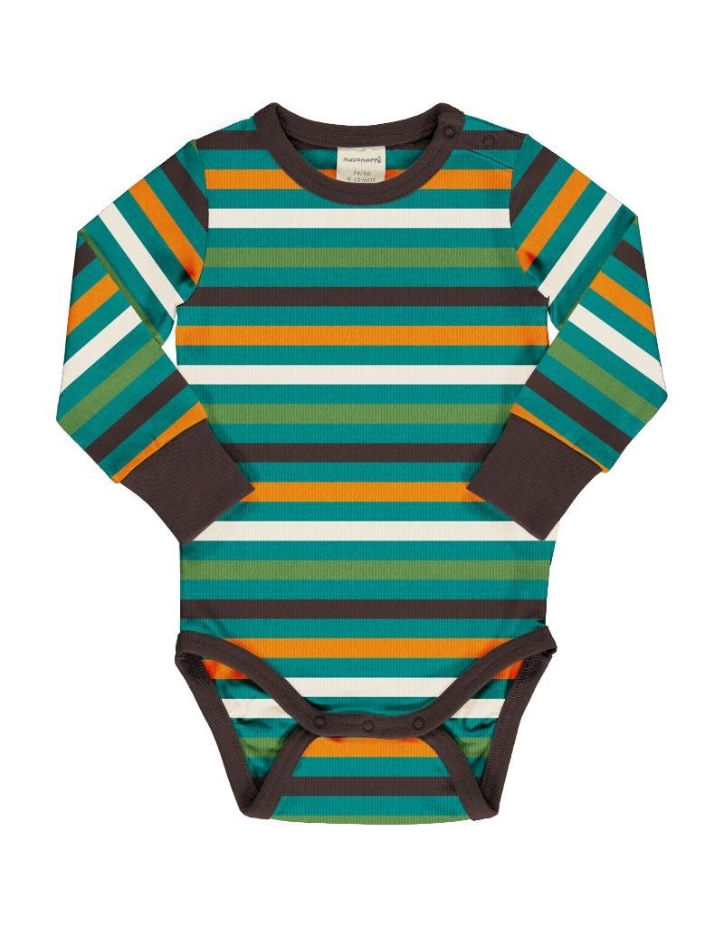 Maxomorra Maxomorra - body ls stripe lagoon (0-2j)