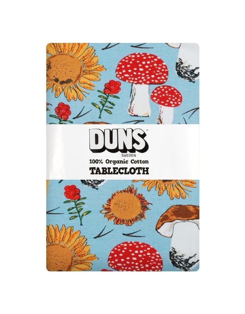 DUNS Sweden Duns Sweden - Tablecloth 220x140cm, Sunflowers and Mushrooms Sky Blue