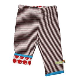 Loud+Proud Broek, chocolat gestreept/tomato vogels (0-2j)