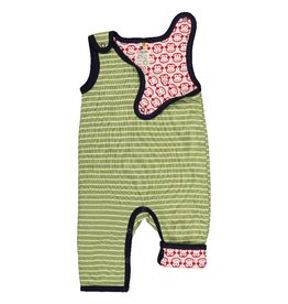 Loud+Proud Playsuit, moose gestreept/tomato apen (0-2j)