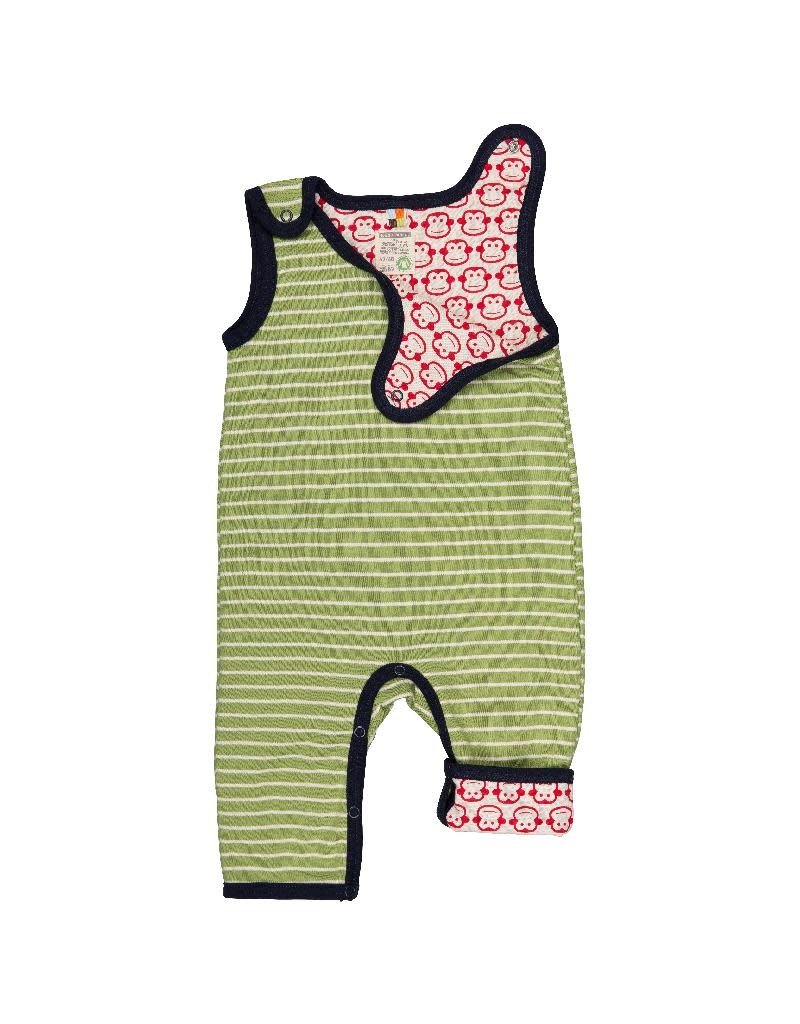 Loud+Proud Loud+Proud - playsuit, moose gestreept/tomato apen (0-2j)
