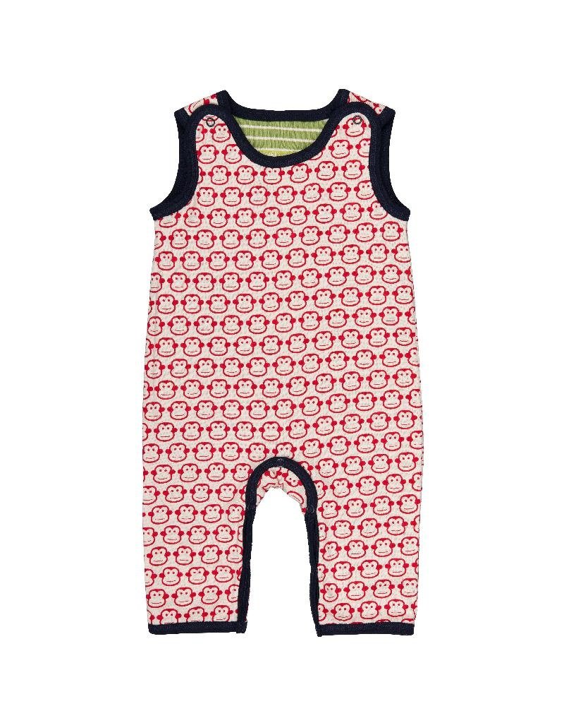Loud+Proud Loud+Proud - playsuit, moose gestreept/tomato apen (0-2j)